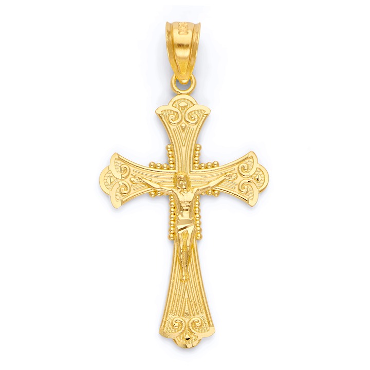 Solid 14k Gold Crucifix Necklace for Men - Religious Gifts for Men