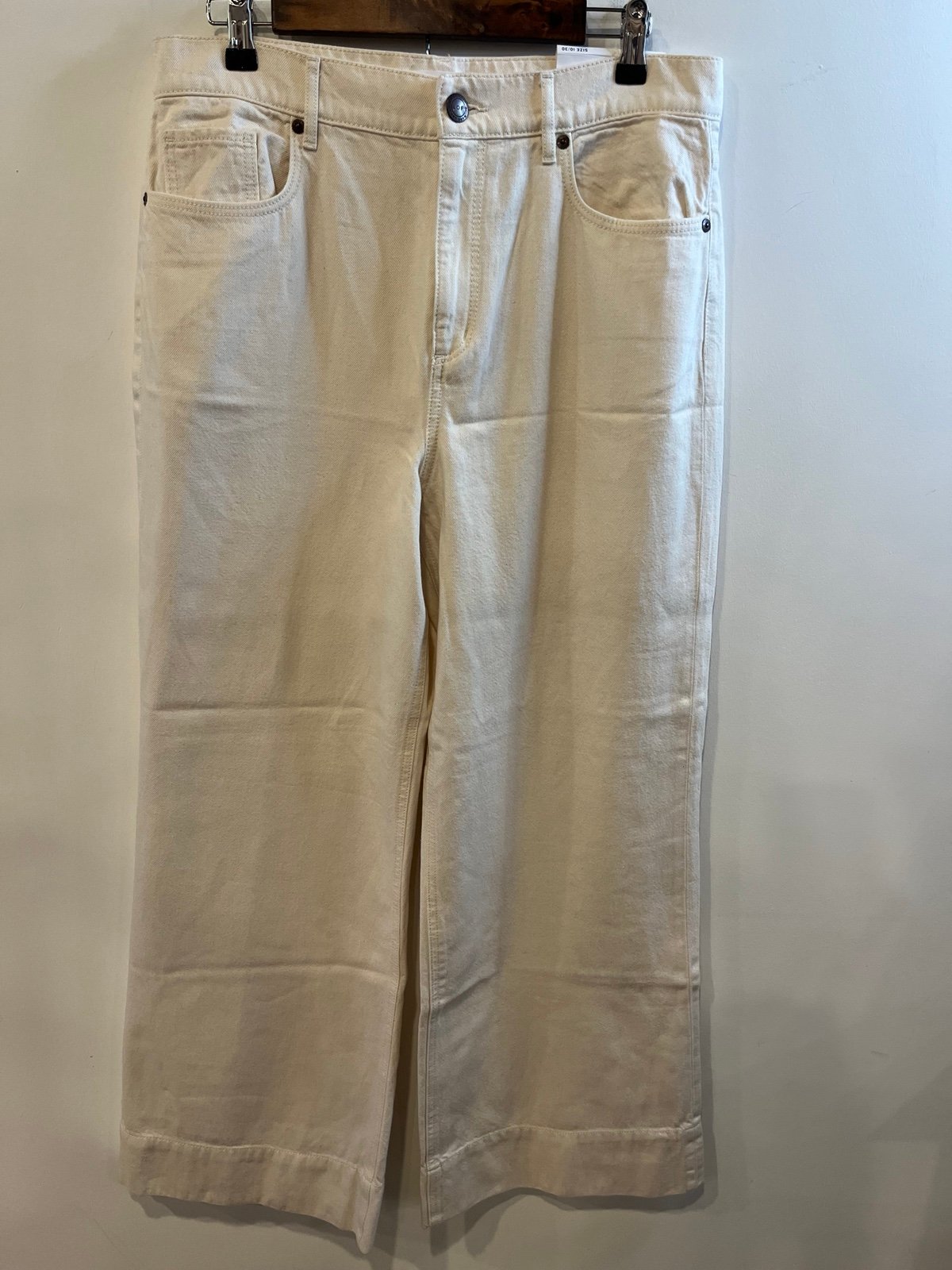 LOFT JEANS WOMENS SIZE 10 CREAM HIGH WAIST WIDE LEG PALAZZO PANTS NWT