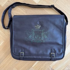 VTG Walt Disney World Large Brown Faux Leather Classic Logo Pin Trading Bag