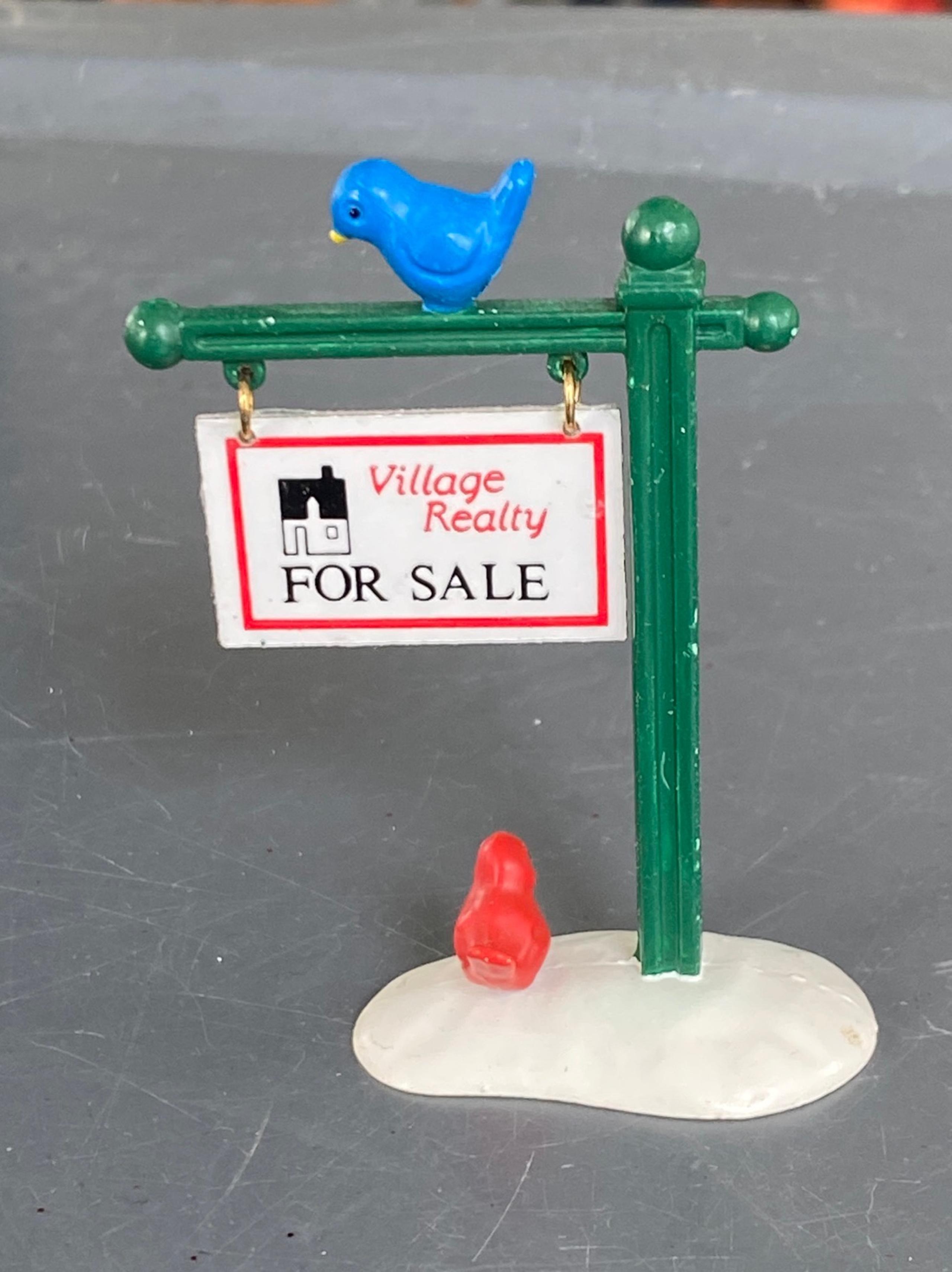 Dept 56 Snow Village 1989 House FOR SALE SIGN 51667 Retired 1998