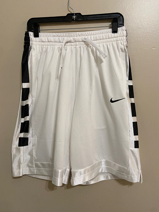 Nike Dri-Fit Elite Stripe Basketball Shorts Men Size L White Black DN4002-100