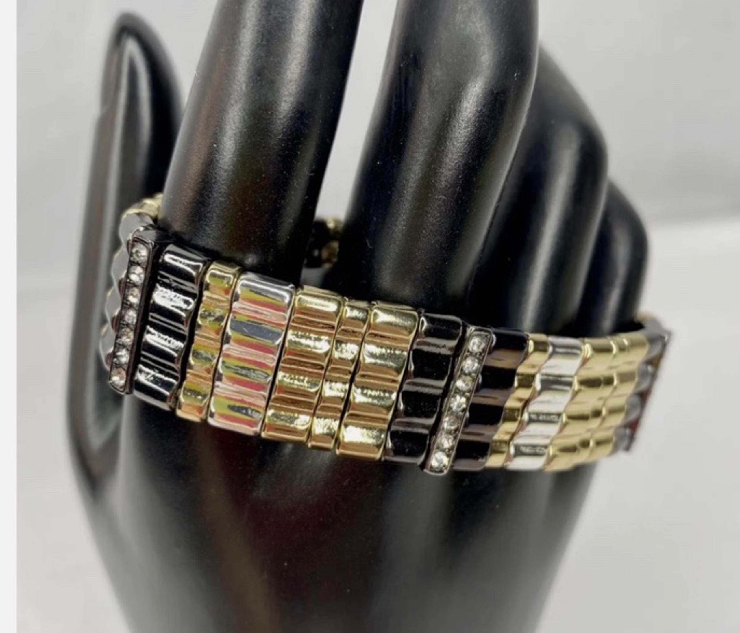 Nine West Stretch Bracelet Gold/Silver/Hematite Tone Mixed Metal Nickel Free