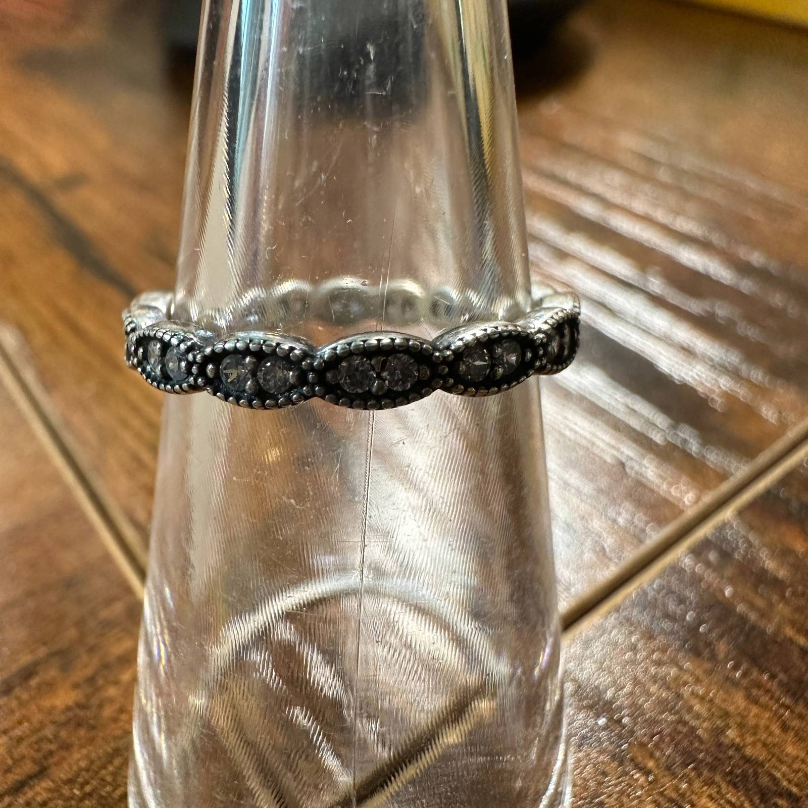 Genuine Pandora Sparkling Leaves Size 6 (52) Clear CZ Stacking Ring 190923CZ