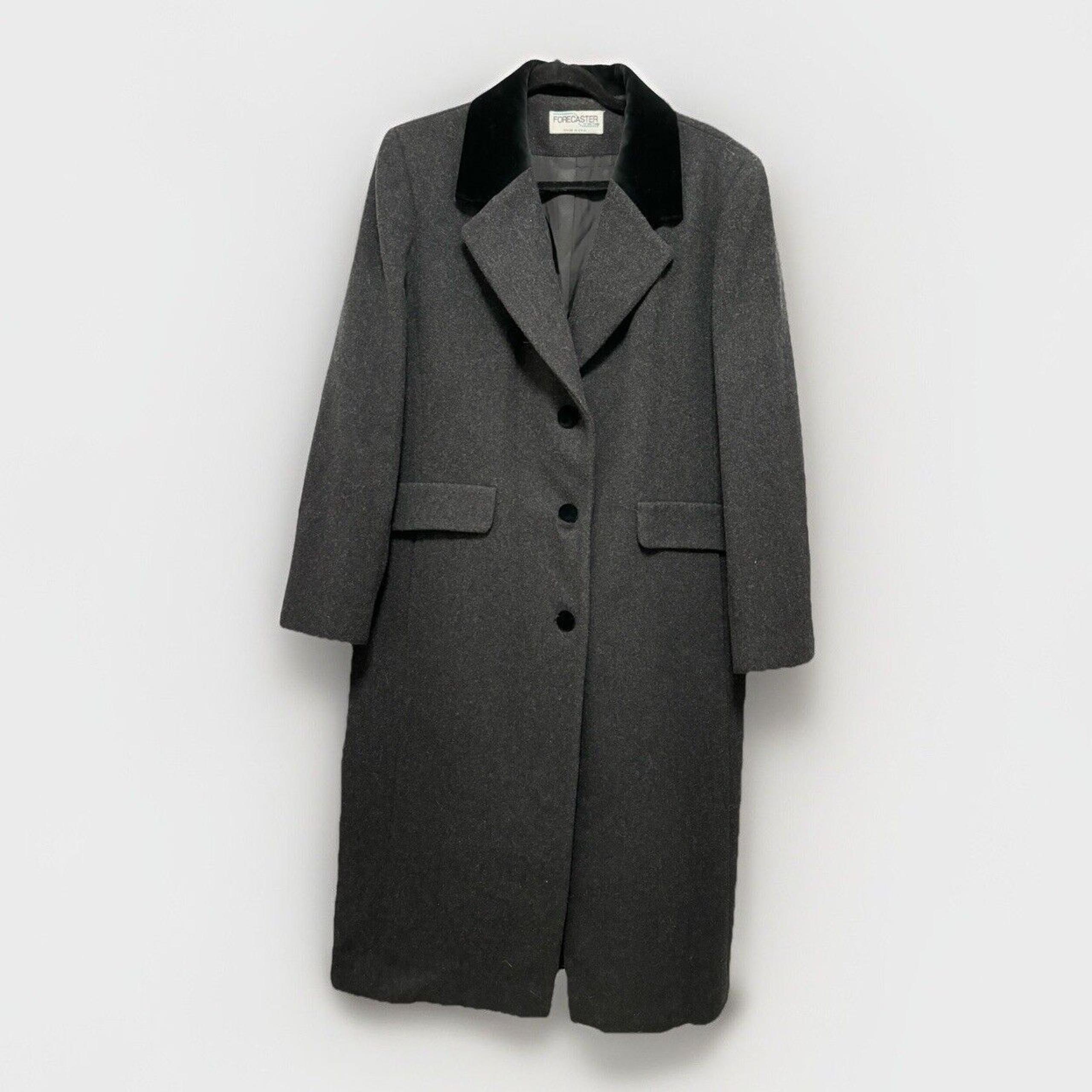 Forecaster Of Boston Women’s Size 14 Dark Grey Long Wool Trench Coat