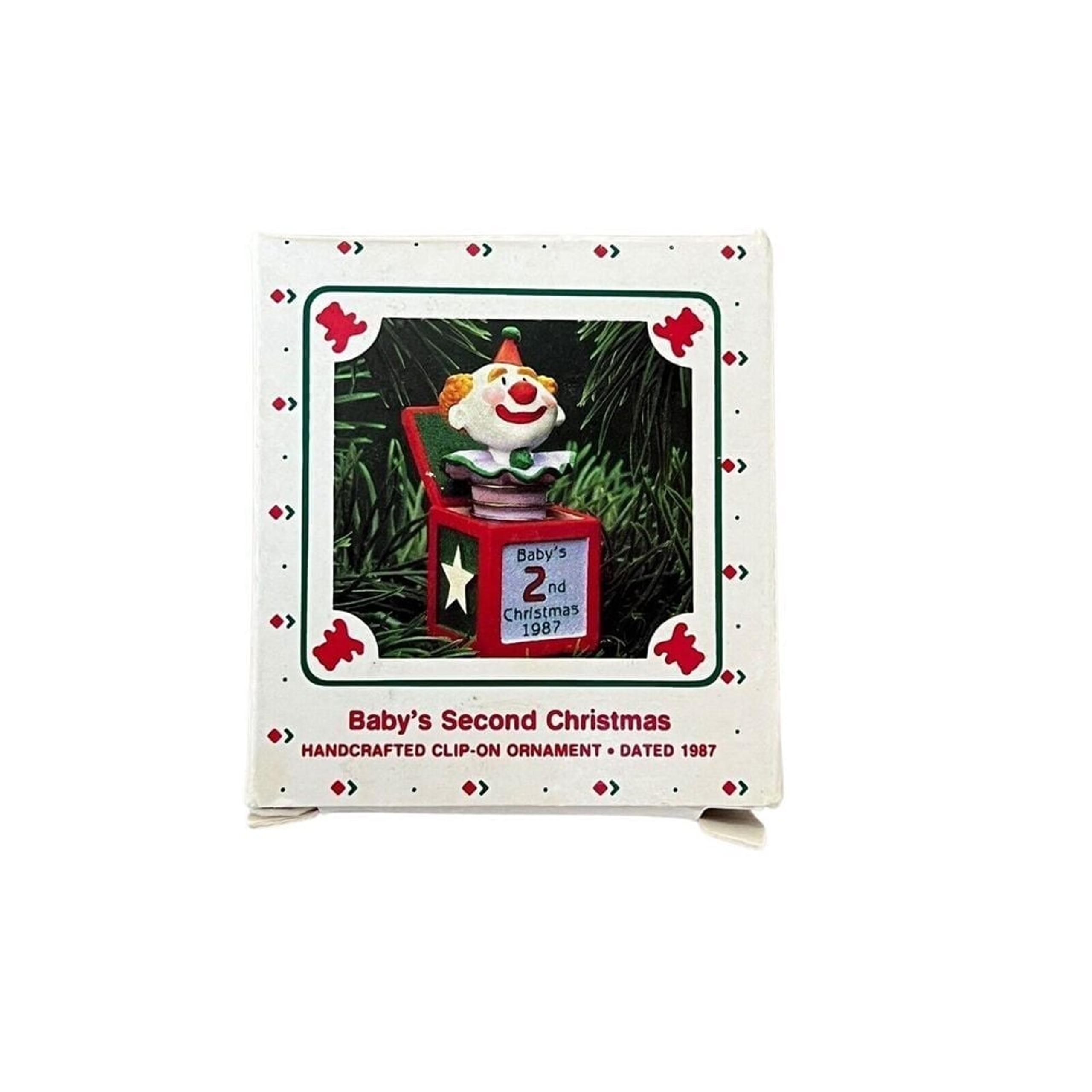 Vintage 1987 Hallmark Baby's Second Christmas Ornament Hand Crafted in Box.