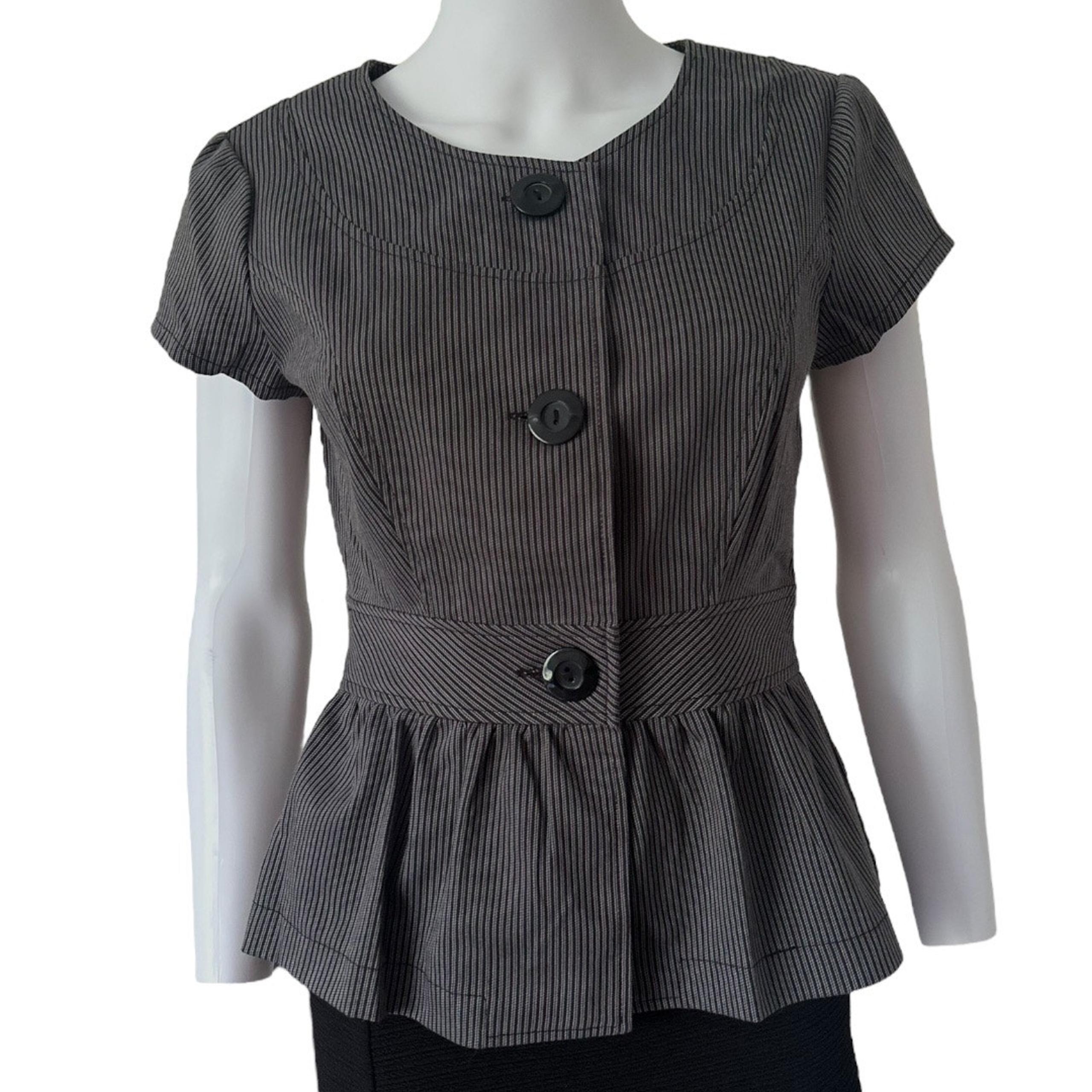 ZINC Womens medium short Sleeve fitted Blazer black & white