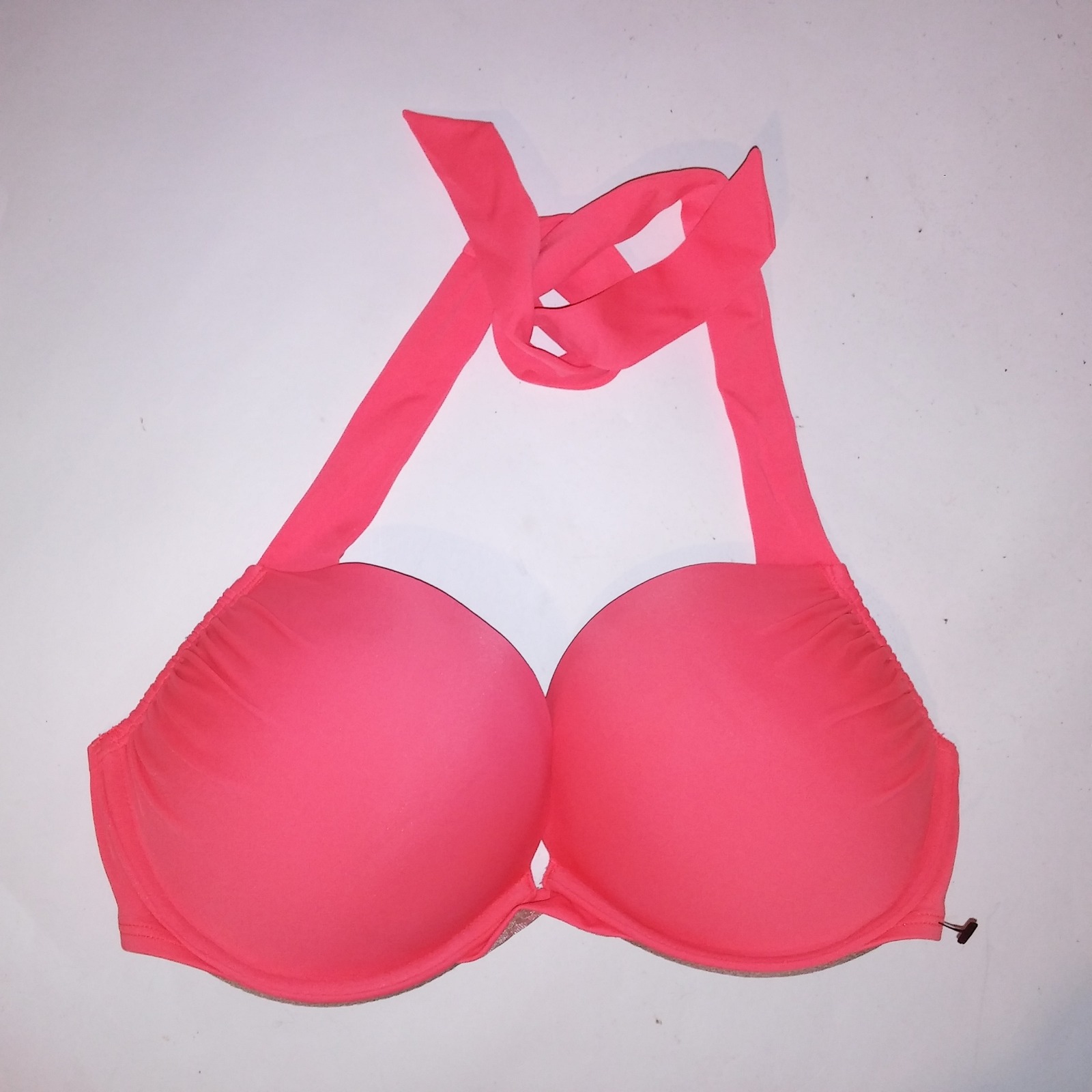Victoria Secret Swim Bikini Top 36C Bombshell Push Up Orange Adds 2 Cup Sizes