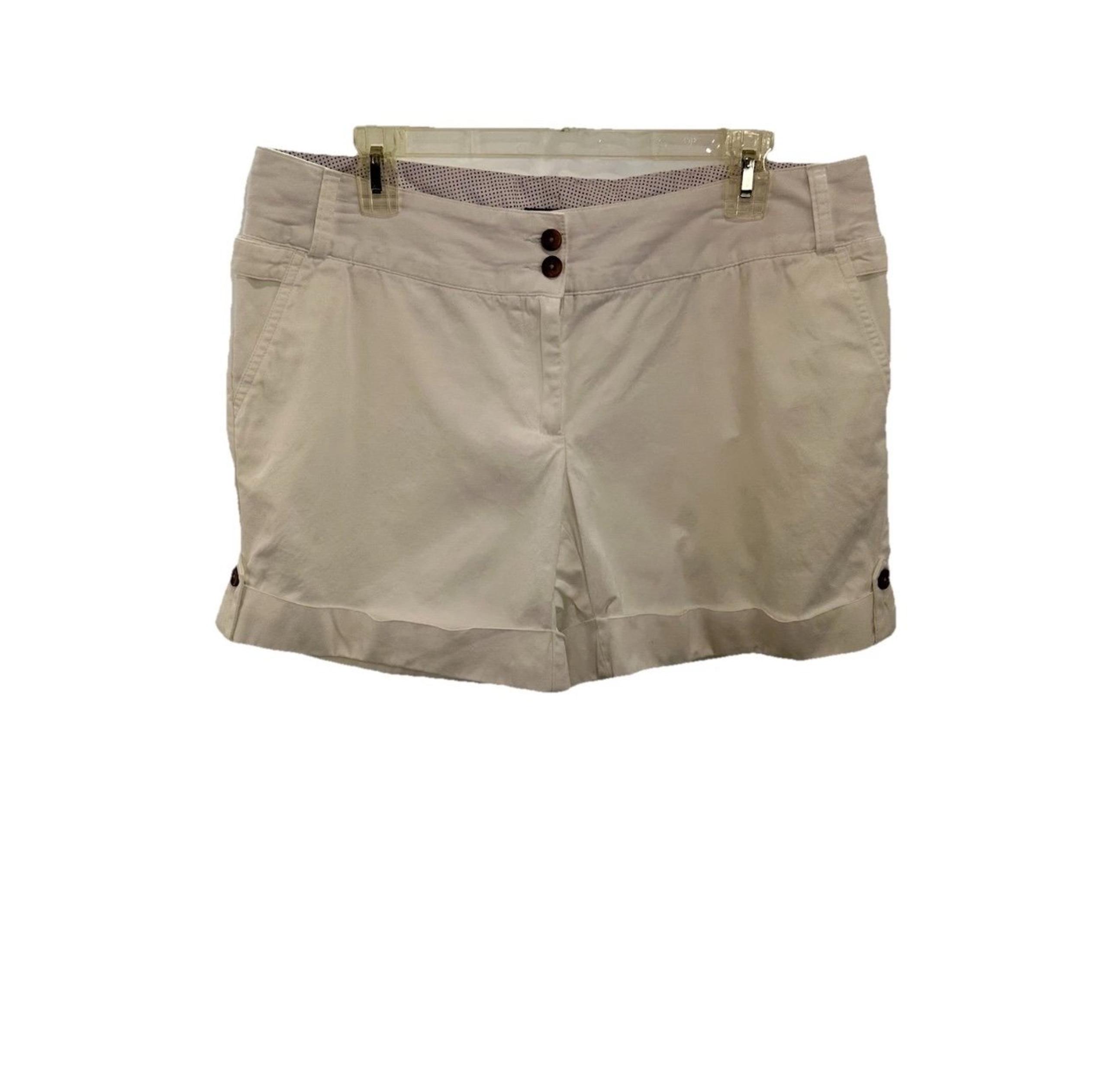 Lands End White Cotton Chino Shorts Women’s 12 High Waist