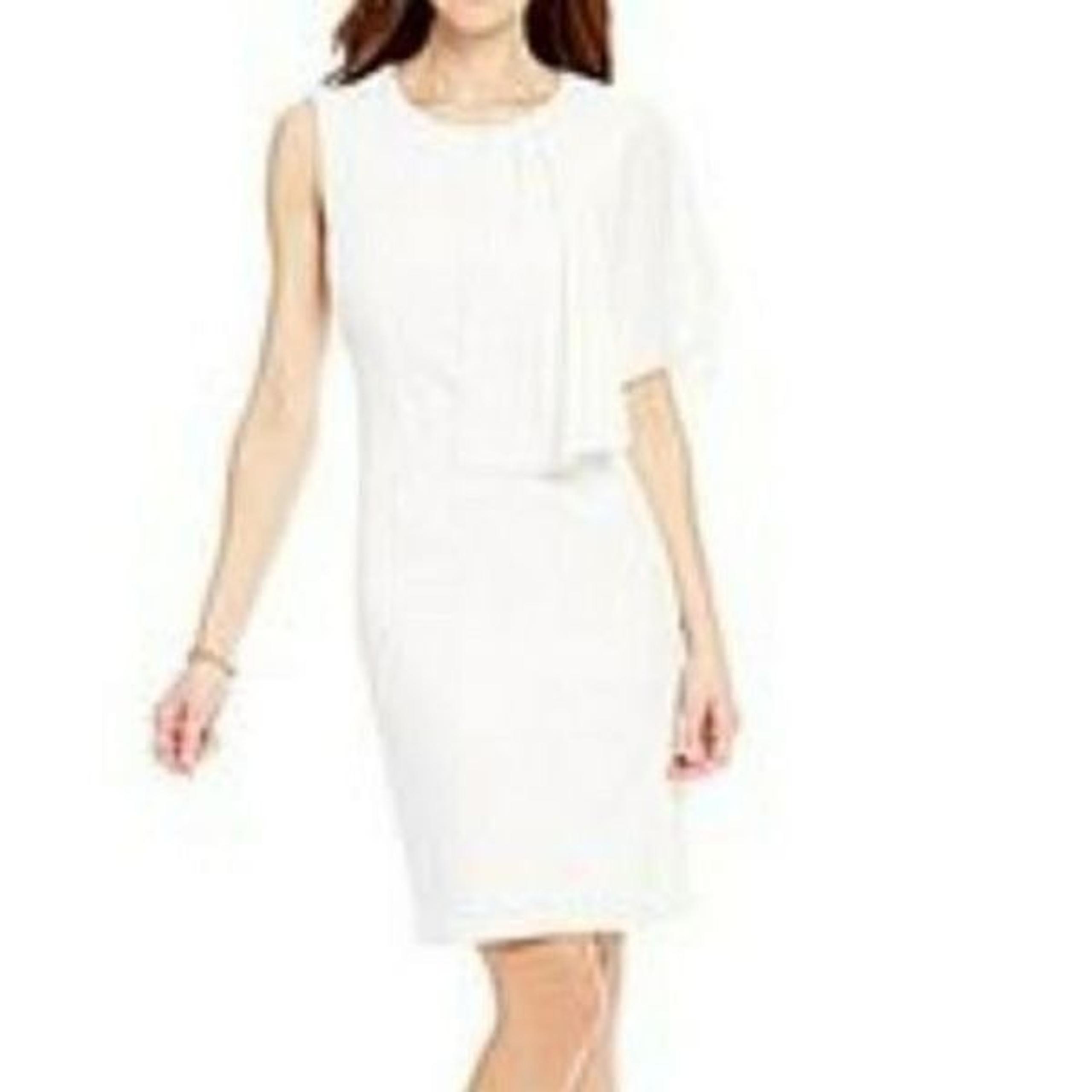 Antonio Melani Mercredi Dress Sleeveless Asymmetric Caped Mini Sheath Ivory Sz 4