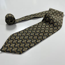Valentino Cravatte Vintage Men's Tie Made In Italy Grey Gold 100% Silk Necktie