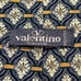 Valentino Cravatte Vintage Men's Tie Made In Italy Grey Gold 100% Silk Necktie