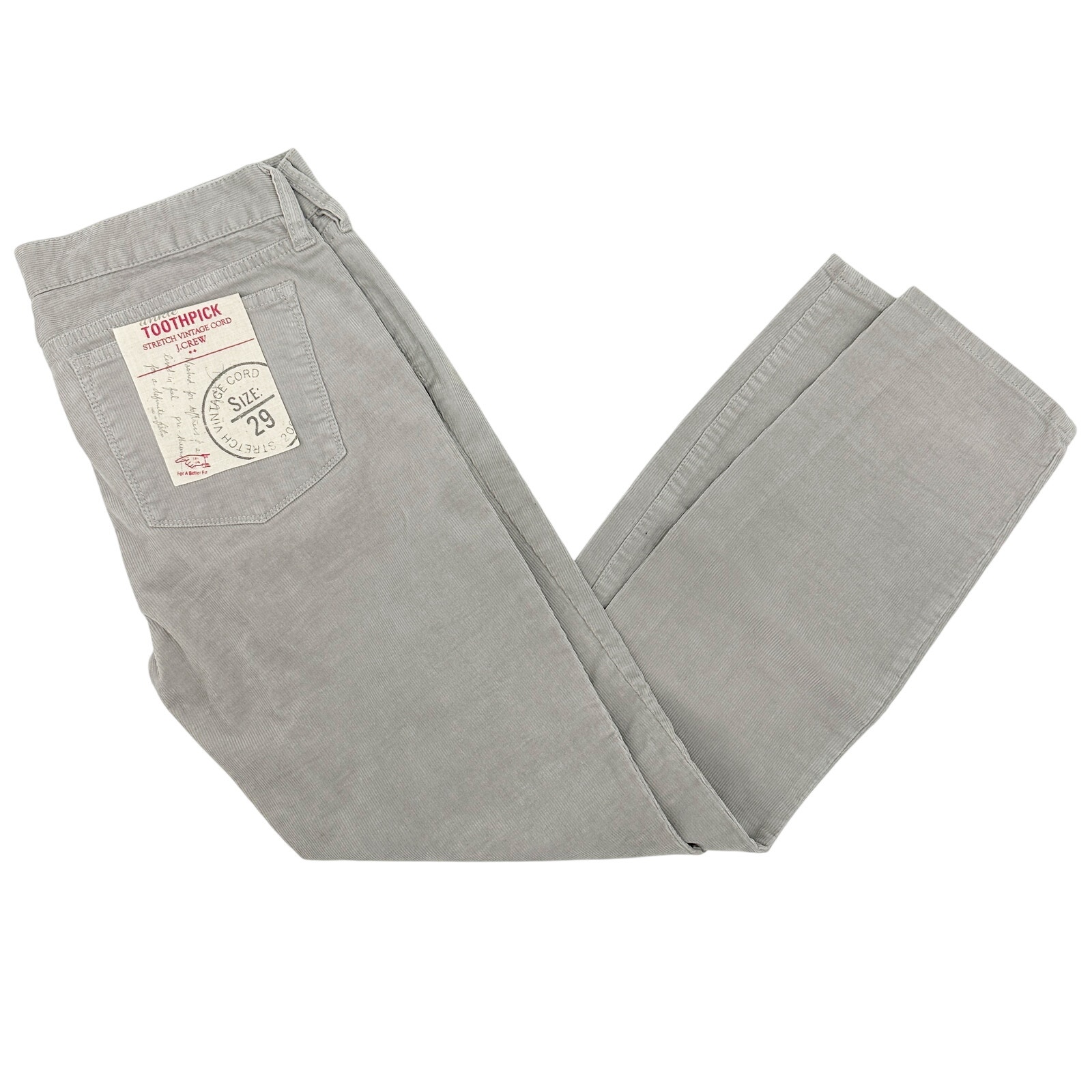 J.Crew pewter gray Toothpick Corduroy Pants women's 29 stretch vintage cord NEW