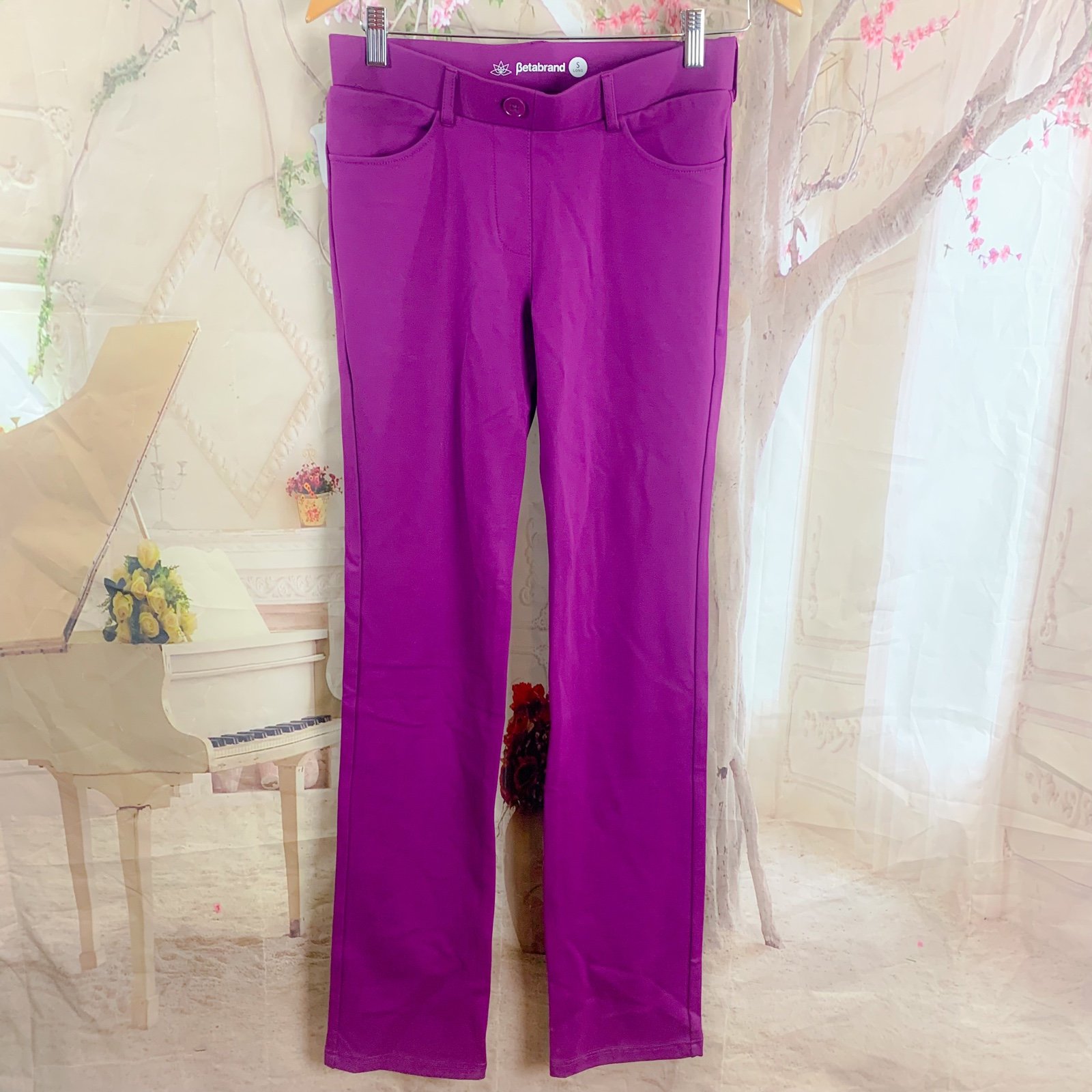 NEW Betabrand Cranberry Colored Pocket Straight leg pants