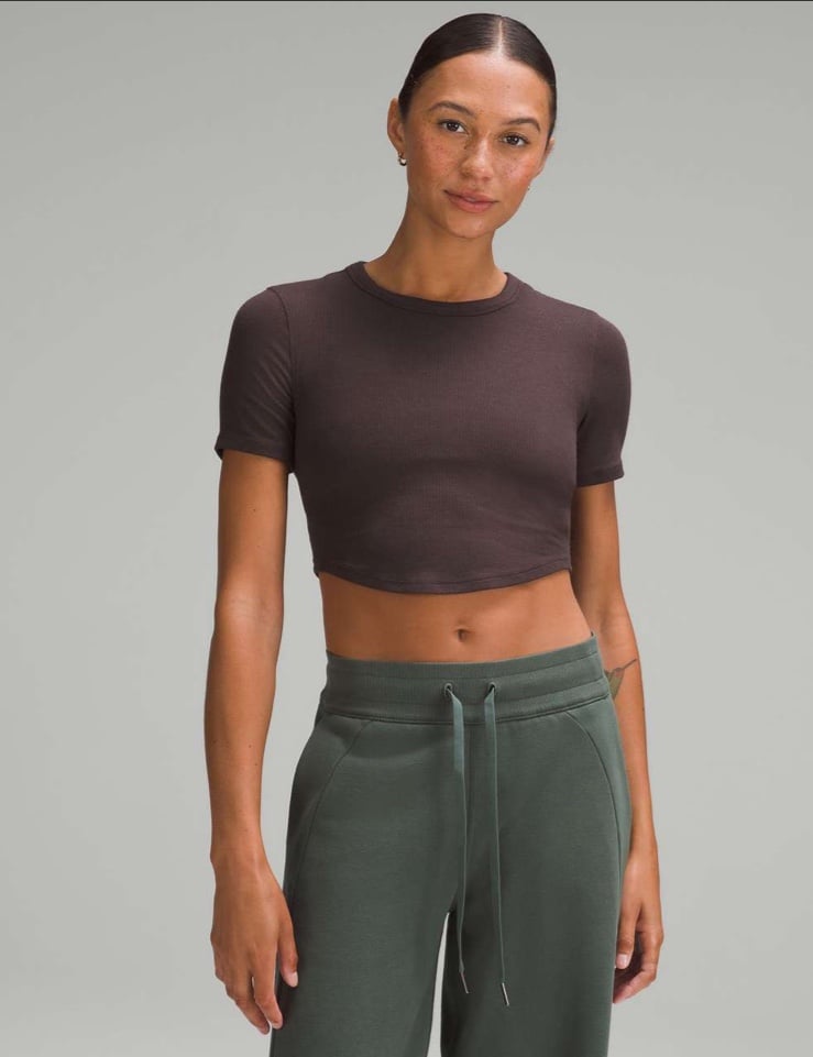 NWT Lululemon Hold Tight Cropped T-Shirt Espresso Sz 8