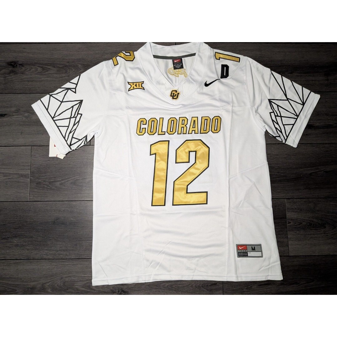 Travis Hunter #12 2024 Colorado Buffaloes Big 12 WHITE Game Jersey Medium