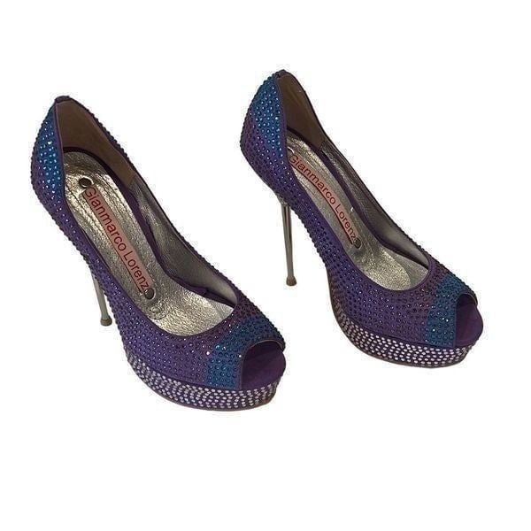 Gianmarco Lorenzi Rhinestone Purple Heels Sz36/5.5