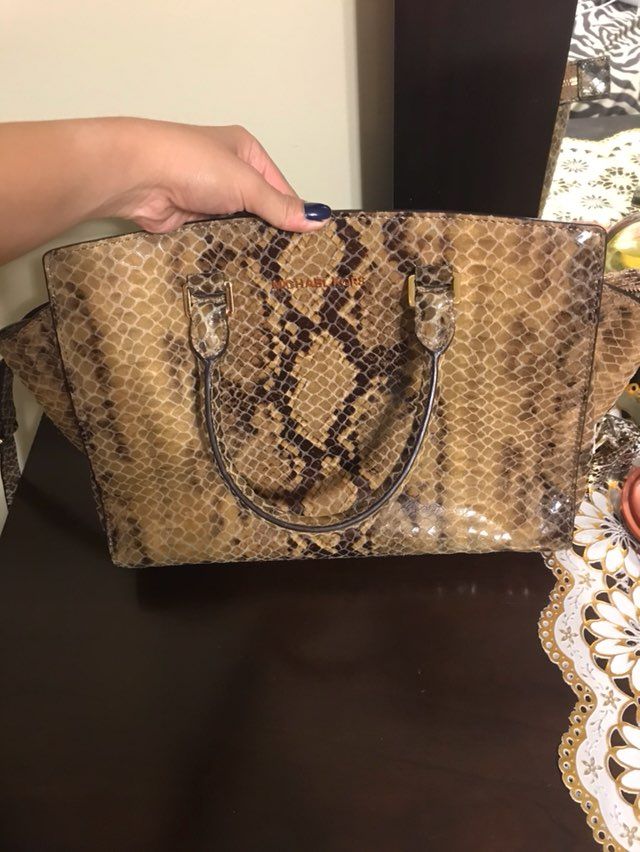 Stunning MK snakeskin satchel