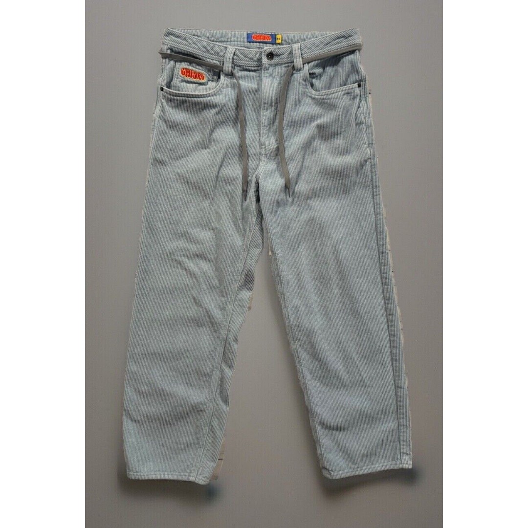 VTG EMPYRE Mens Relax Corduroy Pant Sz 32 Light Blue Skate Wide Leg Baggy W FLAW