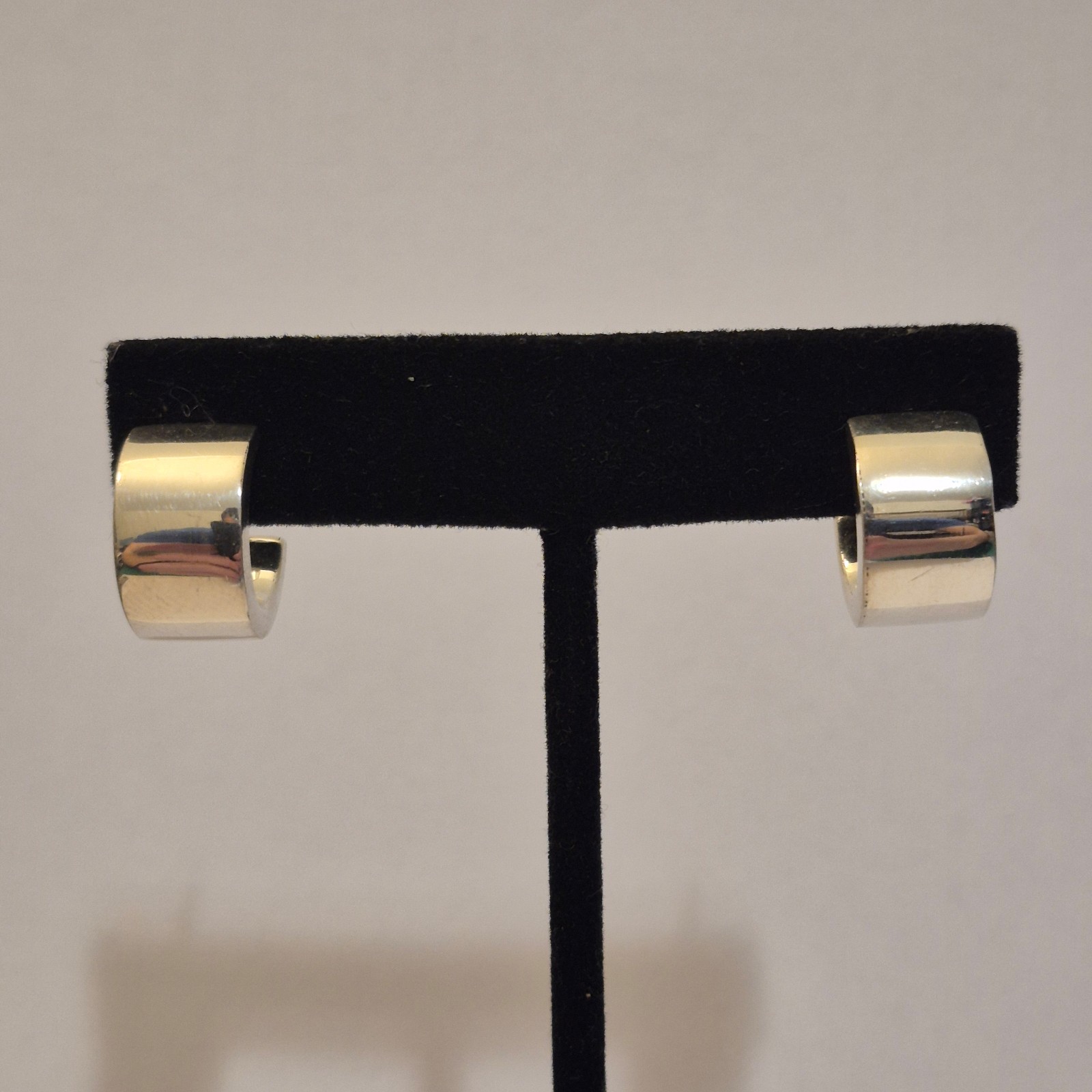 Vintage Sterling Silver Wide Hoop Earrings