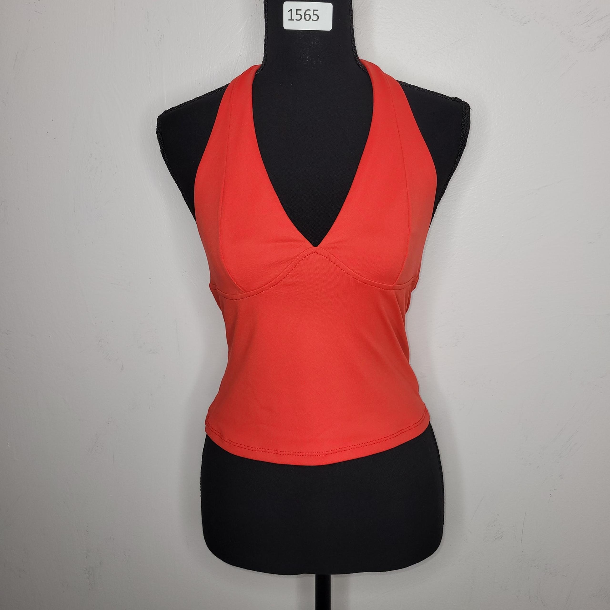 Free People Blouse Top Still Here Halter V Neck Open Back Size Small Red