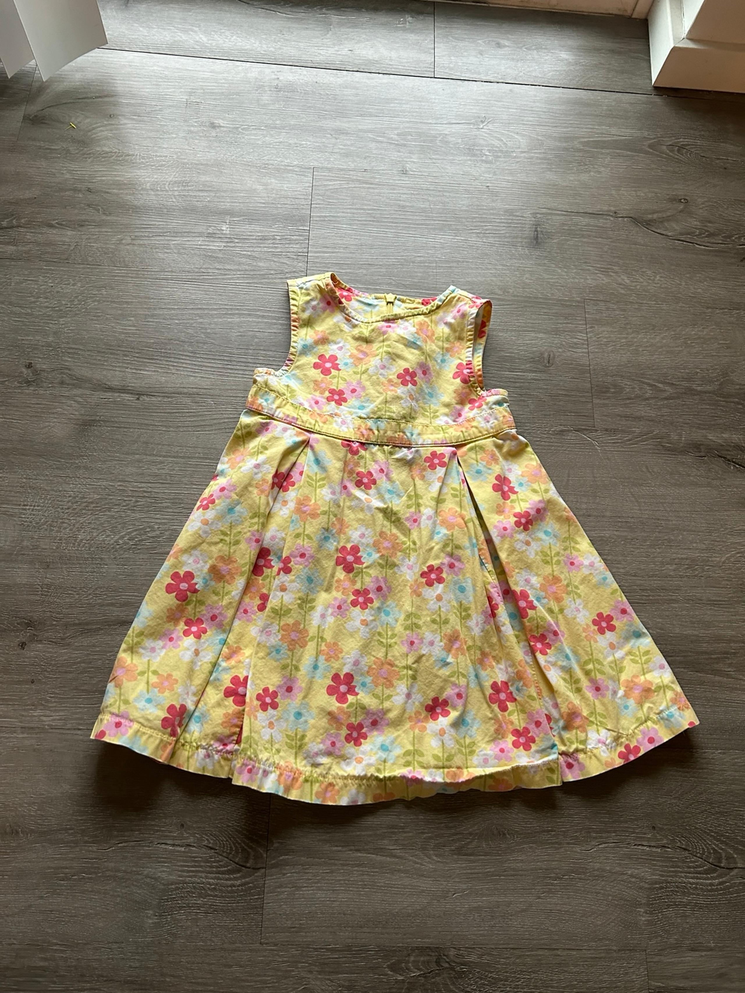 Gymboree floral dress size 2T toddler girls yellow pleated dress 100% cotton