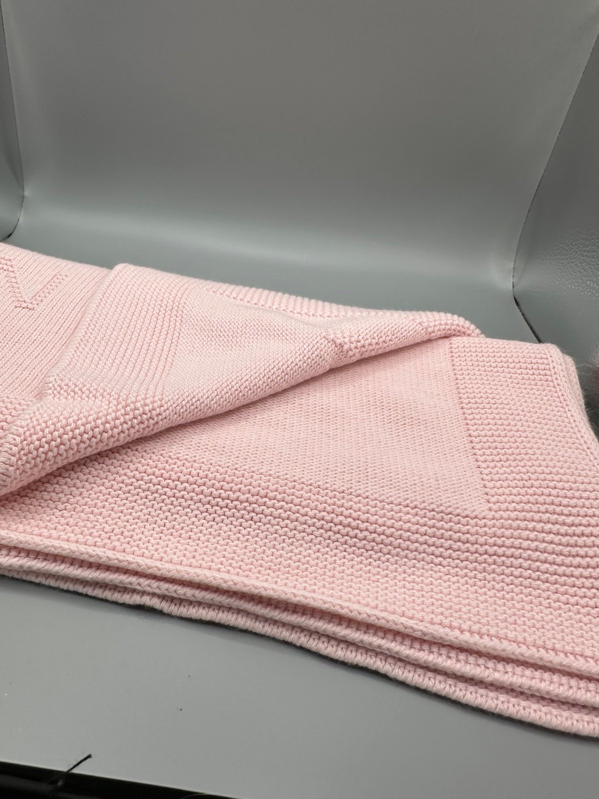 United Colors Of Benetton Baby Blanket Pink Knit Wool Blend Bunny Rabbit 28” HTF