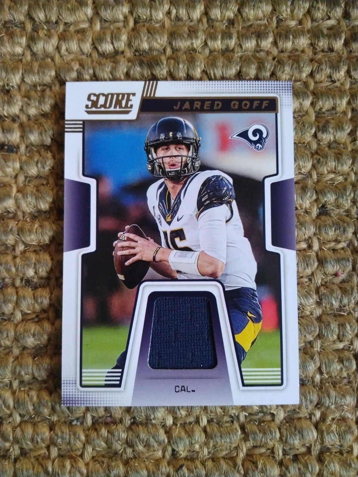 2019 Panini NFL Score Jared Goff PLAYER WORN RELIC CALIFORNIA SSP