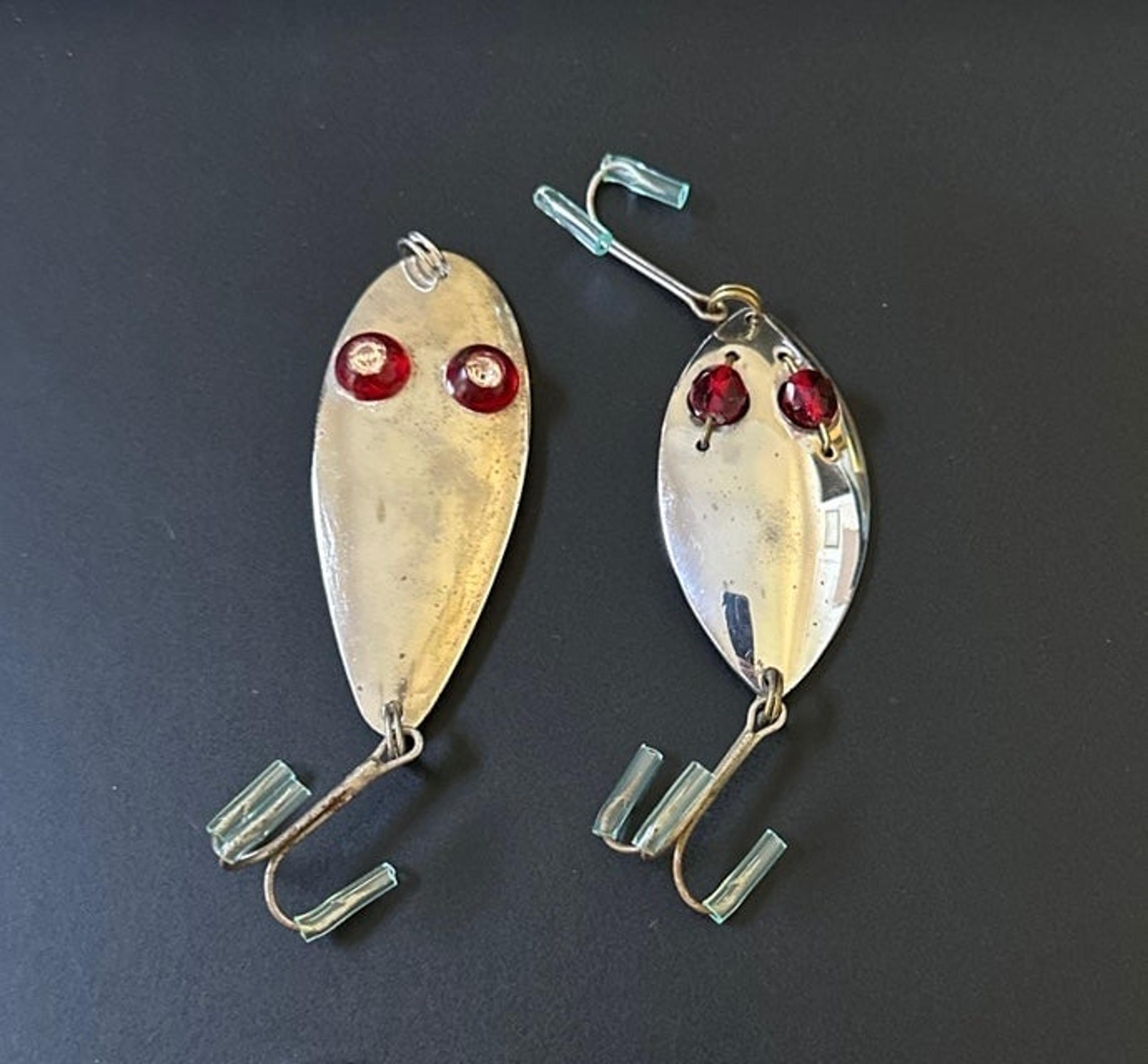 Vintage Red-Eyed Fishing Spoons - Lures (Lot of 2)