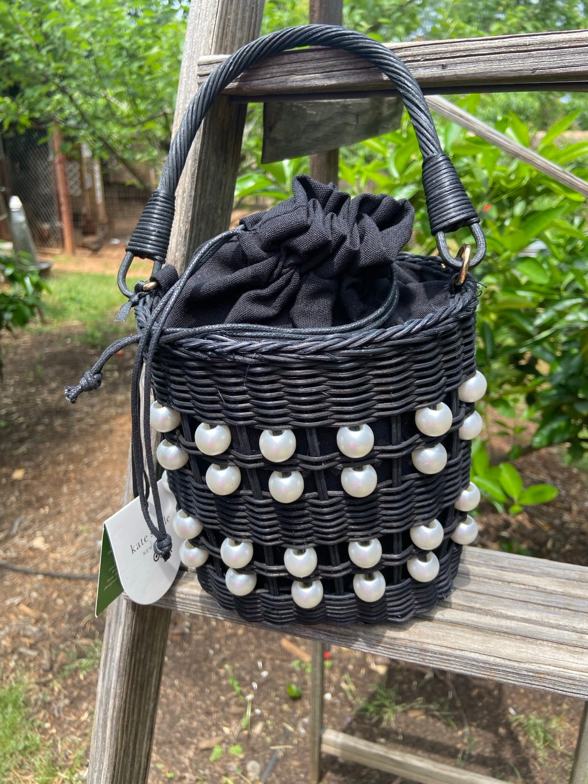 Kate Spade X Target Black/White Beaded Polka Dot Drawstring