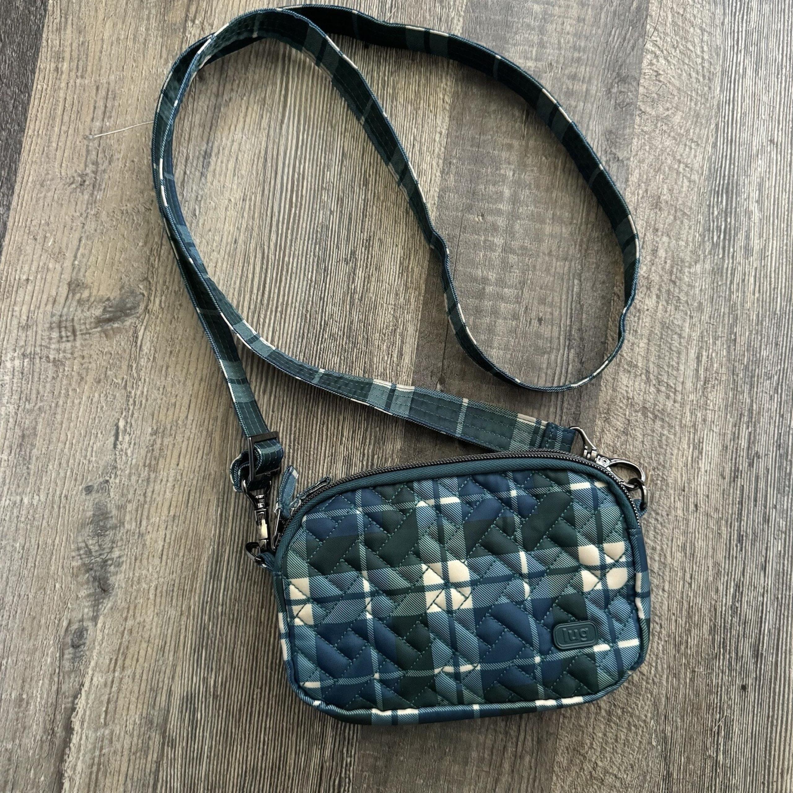 Lug Coupe Convertible Crossbody Belt Bag Shoulder Bag Blue Flannel Plaid