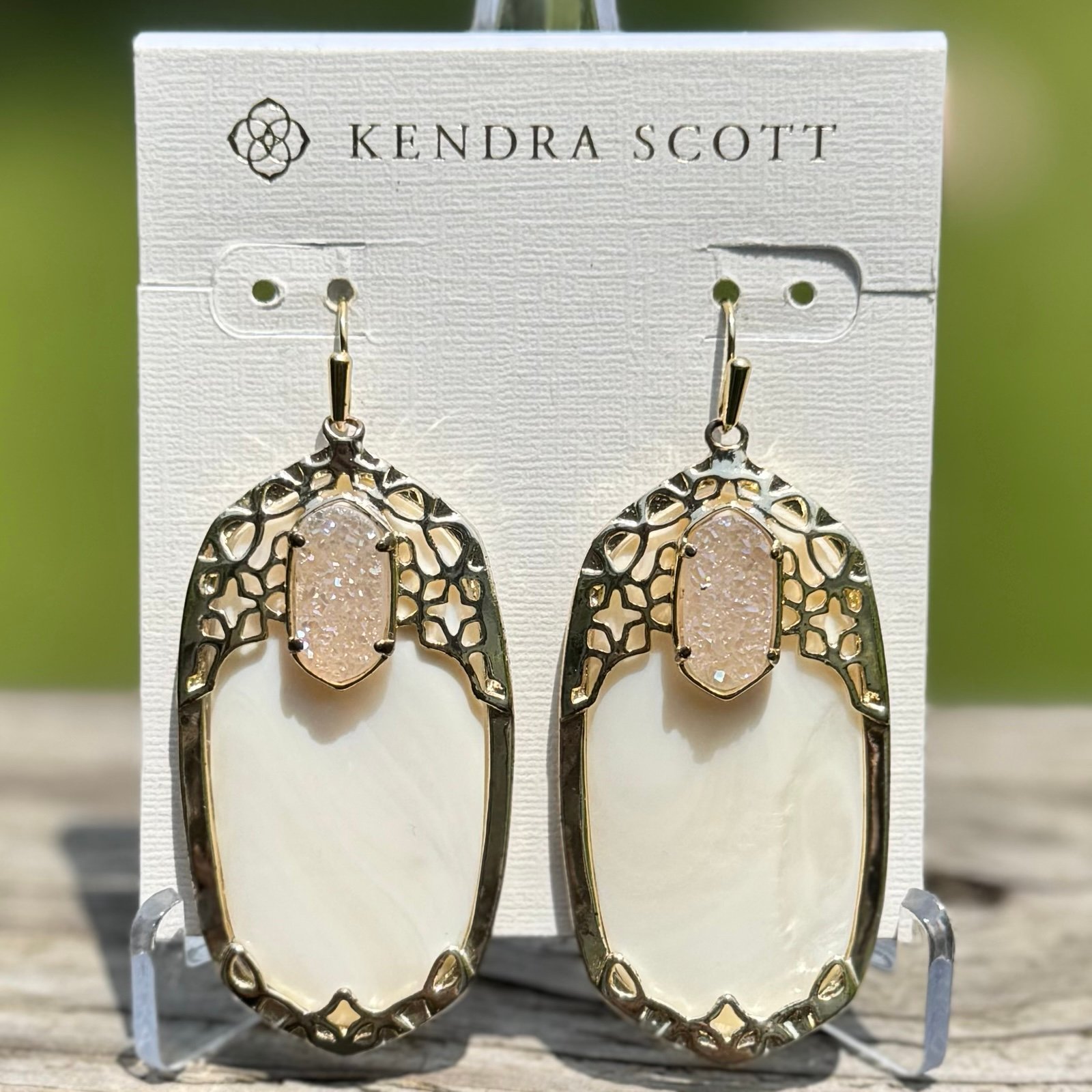 RARE Kendra Scott Deva Earrings in Opalite/Drusy