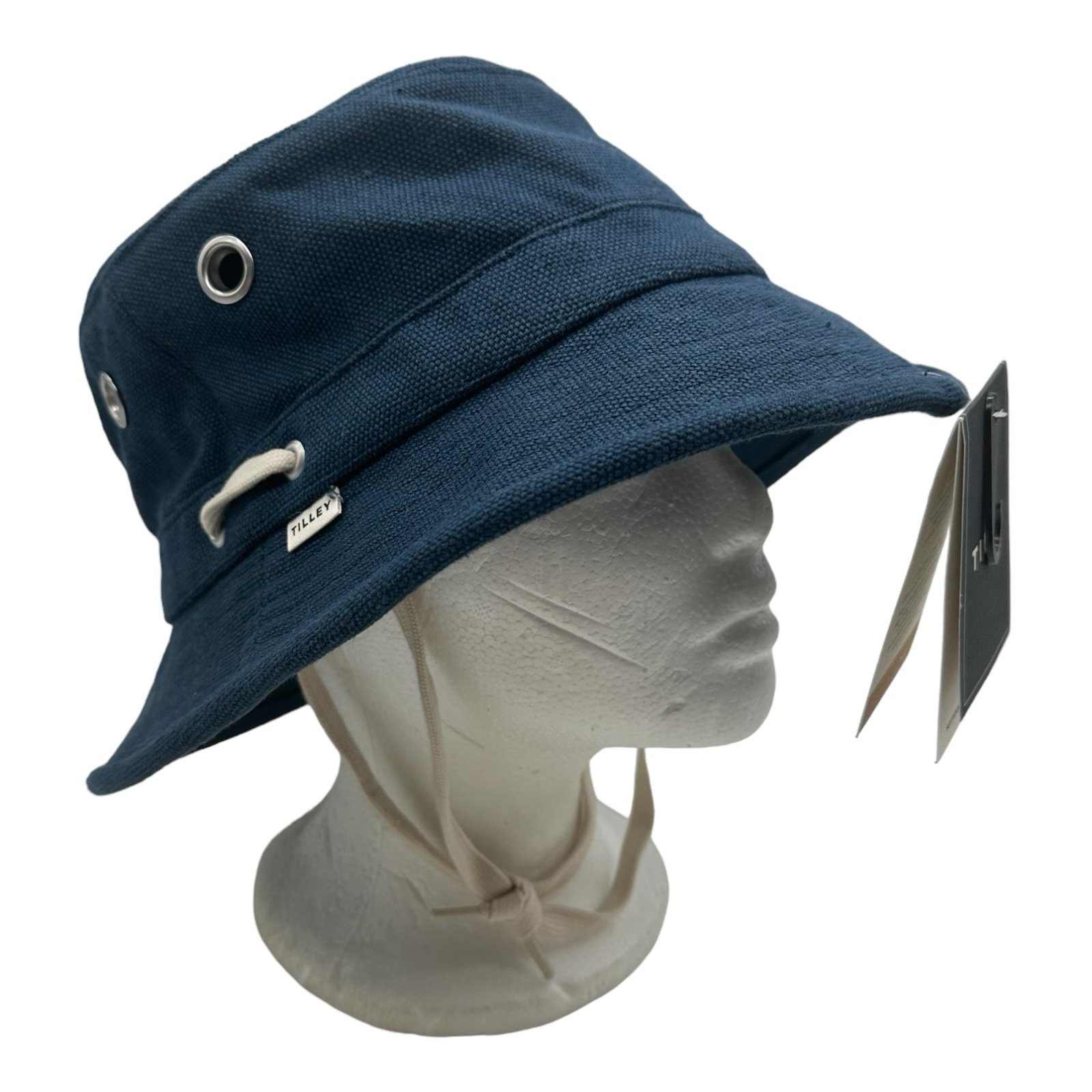 Tilley Hemp Canvas Bucket Hat Women's Size XL Blue Indigo w/ Chin Strap