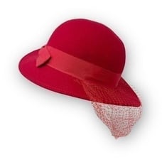 Vintage Lancaster Red Wool Hat Mesh Net Women's OSFM Made in USA Derby