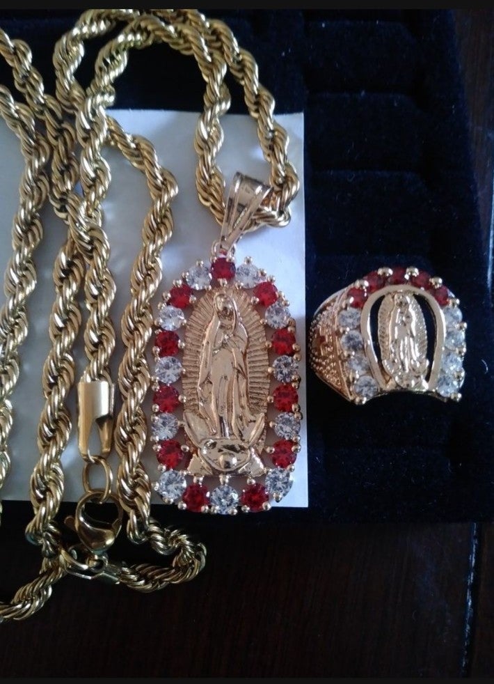 14K Gold Filled virgin Mary jewelry set
