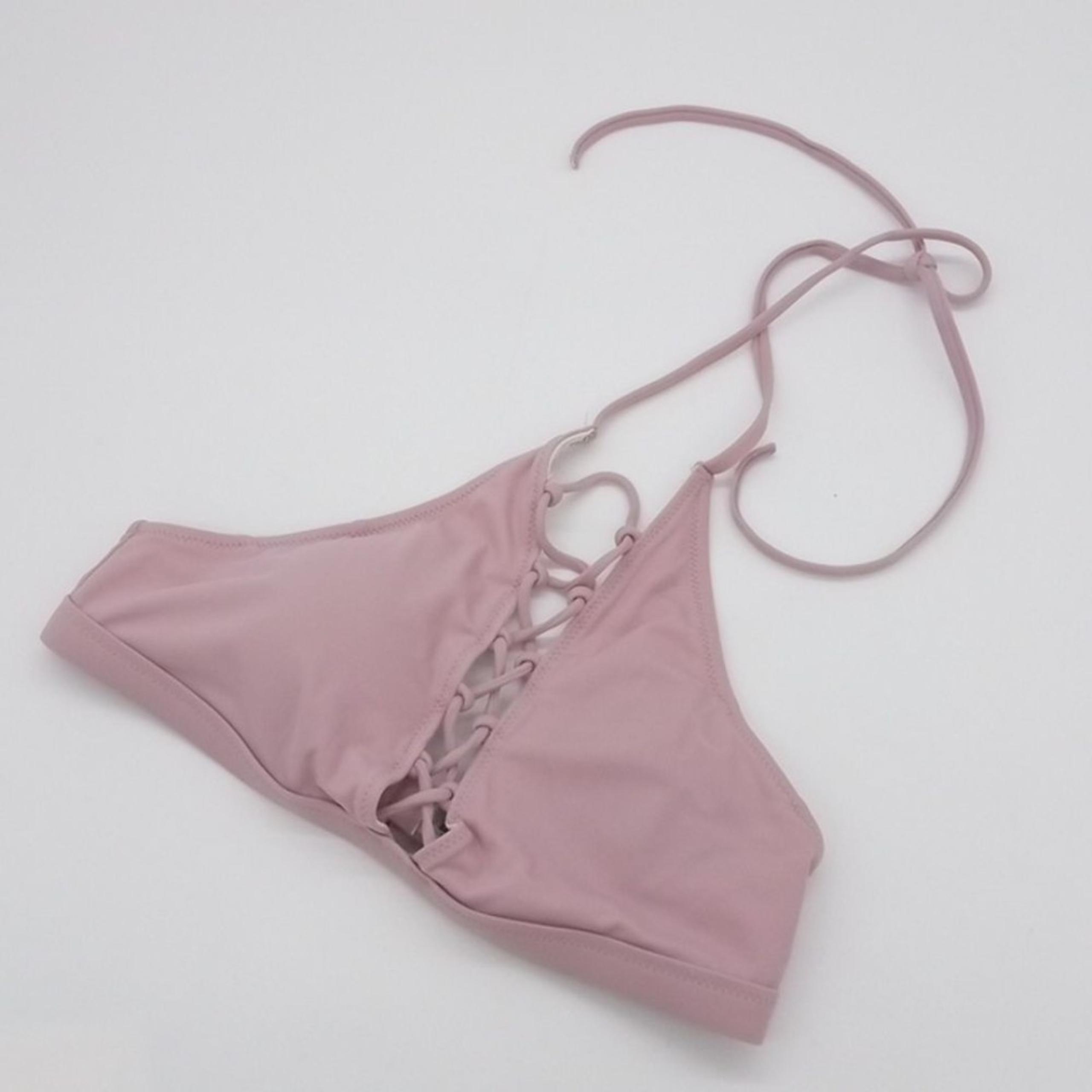 PINK Victorias Secret Bikini Top Womens Small Strappy High Neck Lilac Purple S