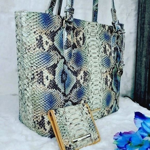 BRAHMIN 2 SET HARD TO FIND DESIGNER PURSE TOTE SHOULDE BAG MATCHING WALLET NWT