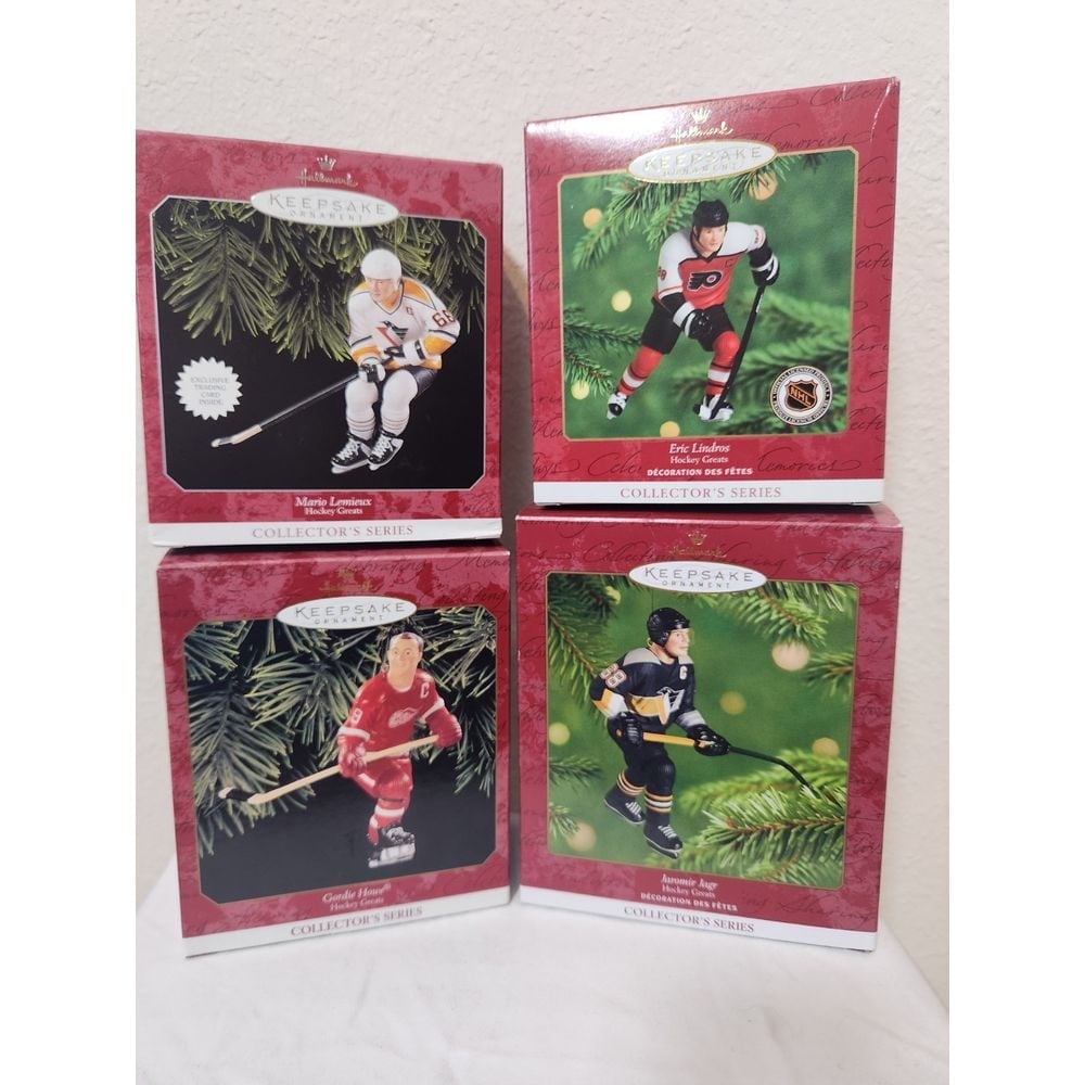 NIB Four Hallmark Keepsake Ornaments Hockey Greats Howe Lindros Lemieux Jagr