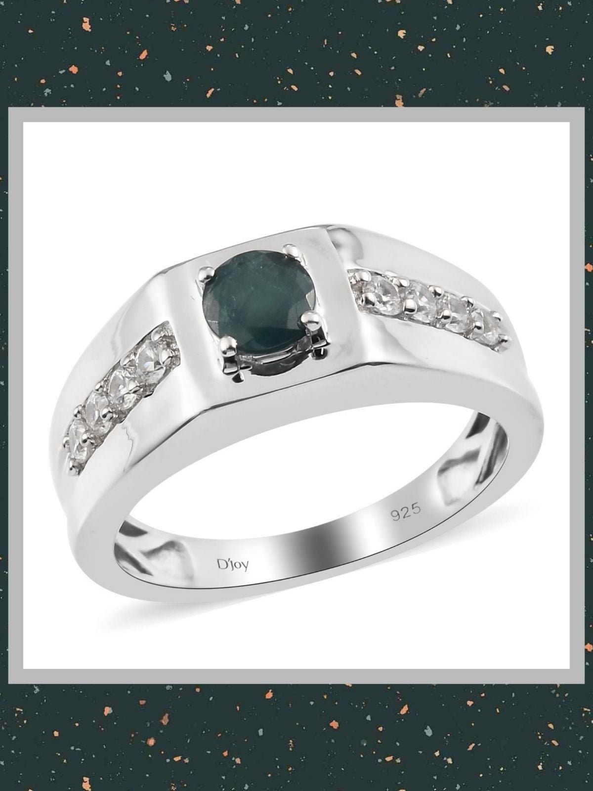 Mens teal grandidierite and Zircon ring