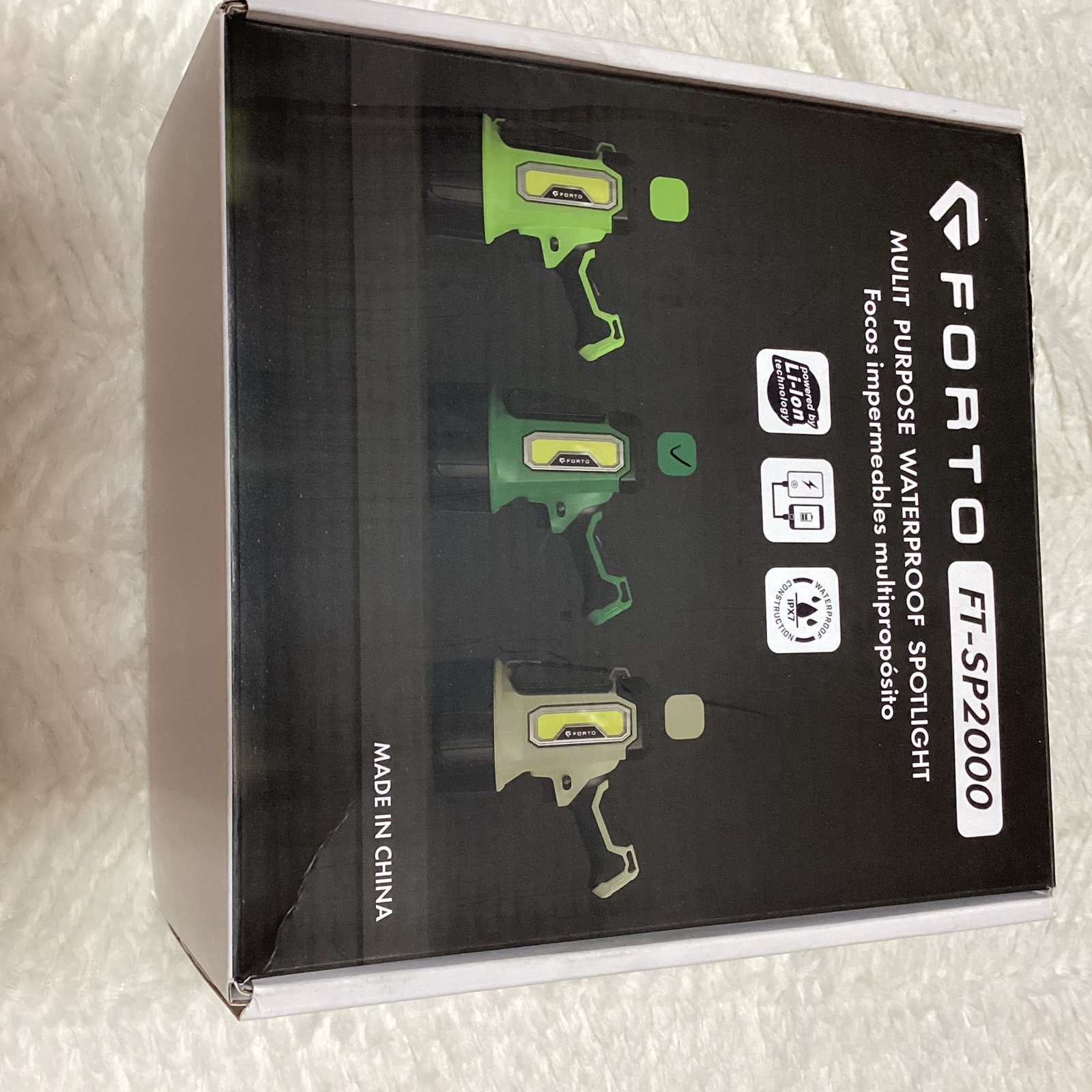 Forto Waterproof FT-SP2000 Green/black Hand Held Multi-purpose Spotlight New