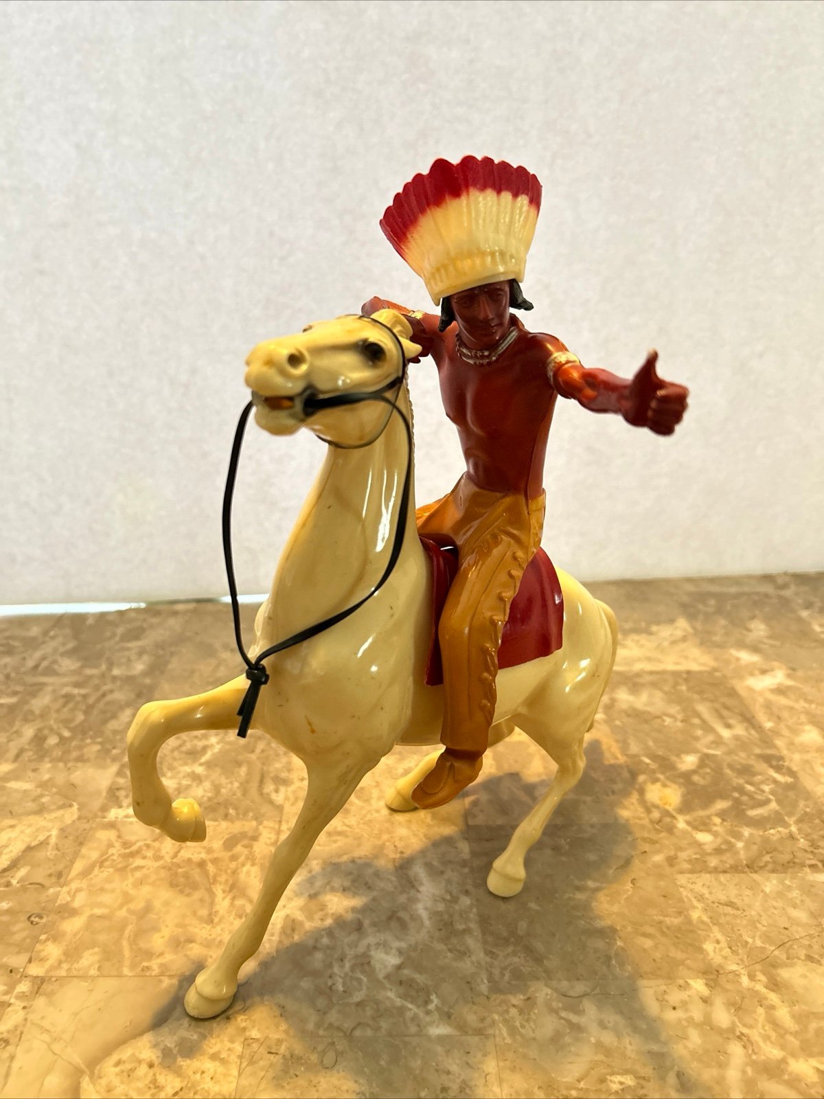 1950s Roy Rogers Hartland Brave Eagle & his horse White Cloud Headdress Saddle