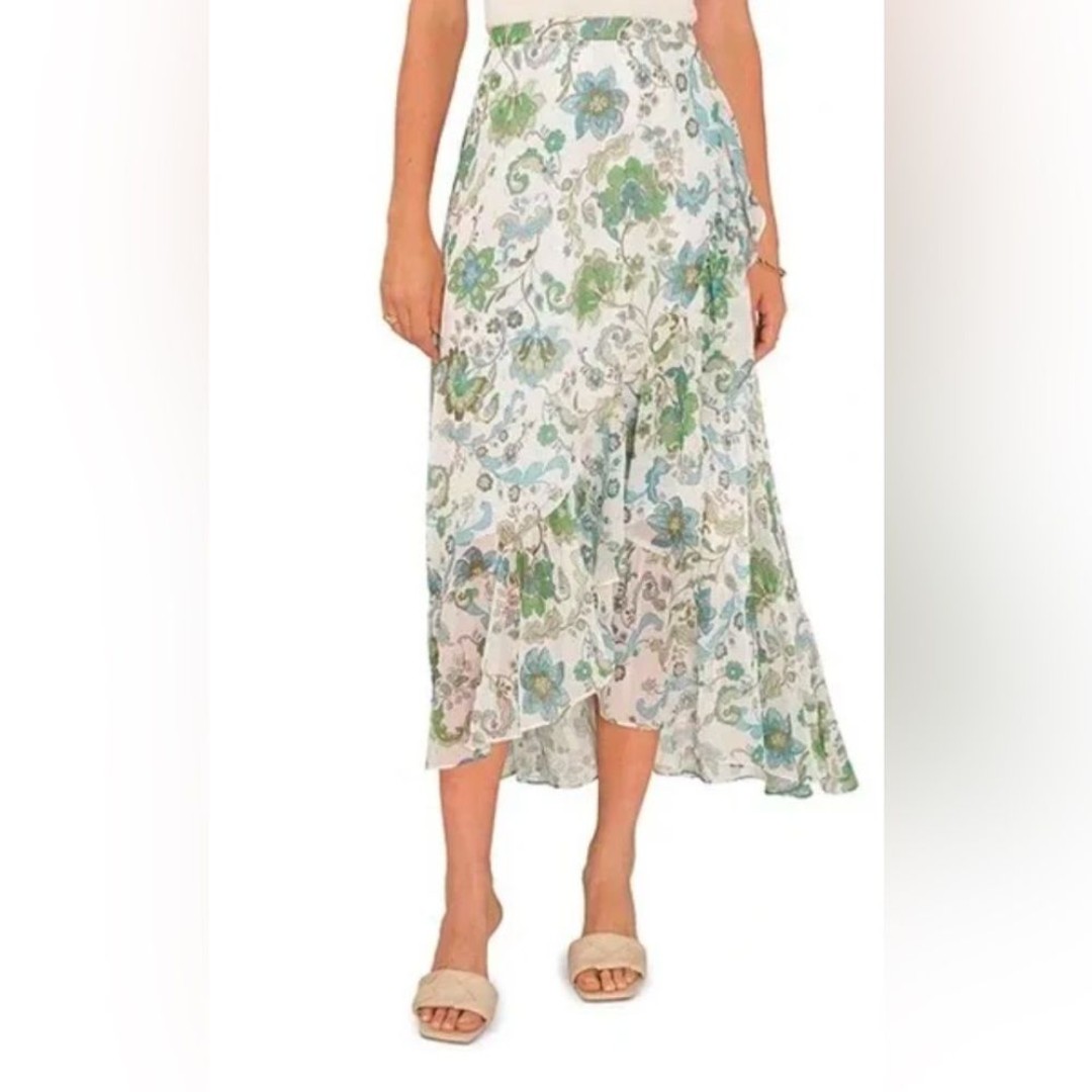 Vince camuto Paisley Print Faux Wrap Midi Skirt Size XL