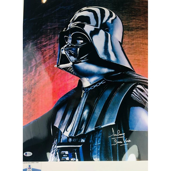 DAVE DAVID PROWSE SIGNED DARTH VADER METALLIC 16X20 PHOTO STAR WARS BAS 860