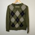 J. Crew Men's 100% Lambs Wool V-Neck Sweater Size M Green Argyle Diamond