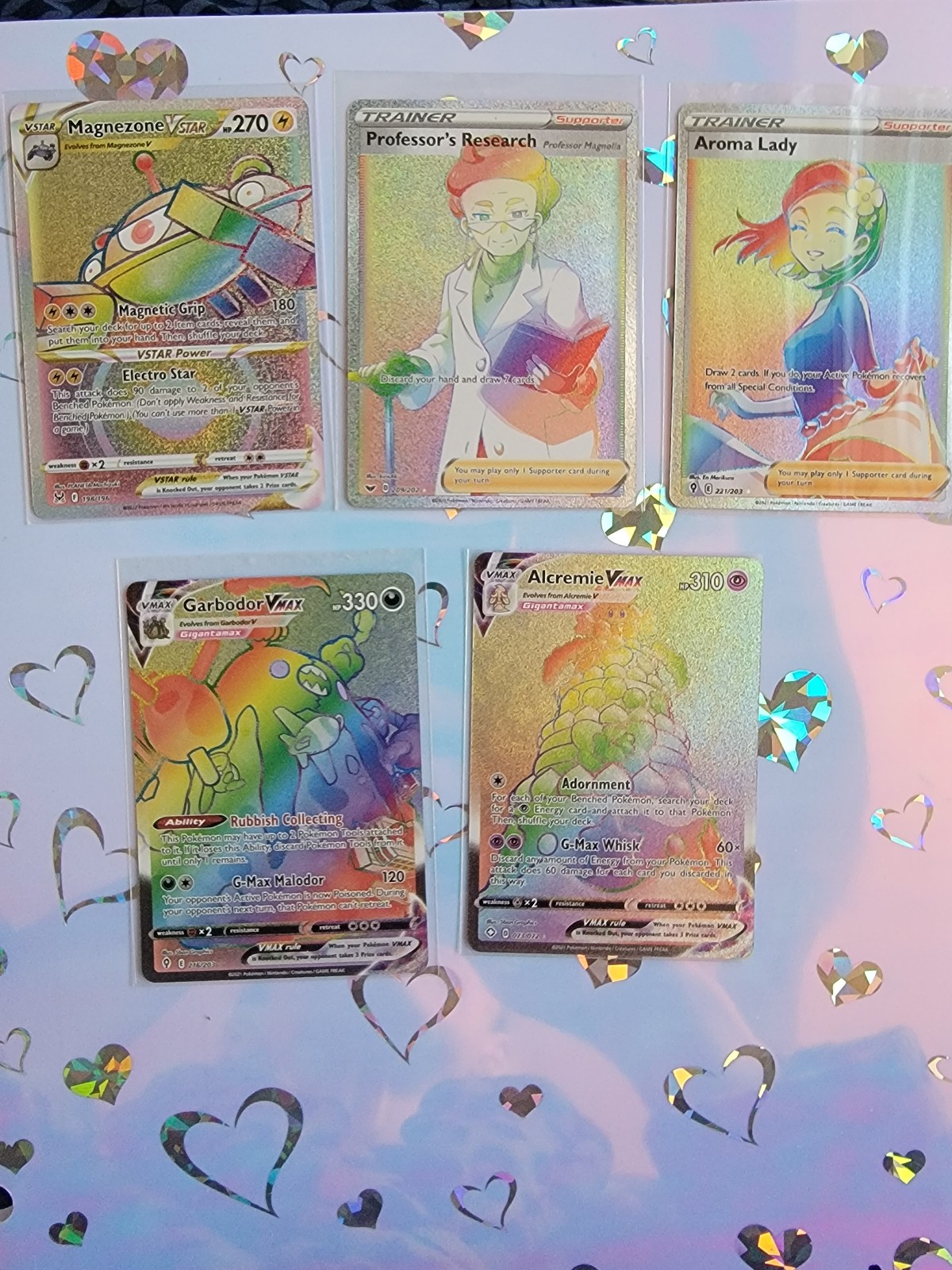 Lot Pokémon Cards Rainbow Rare VMAX Full Art Five Cards