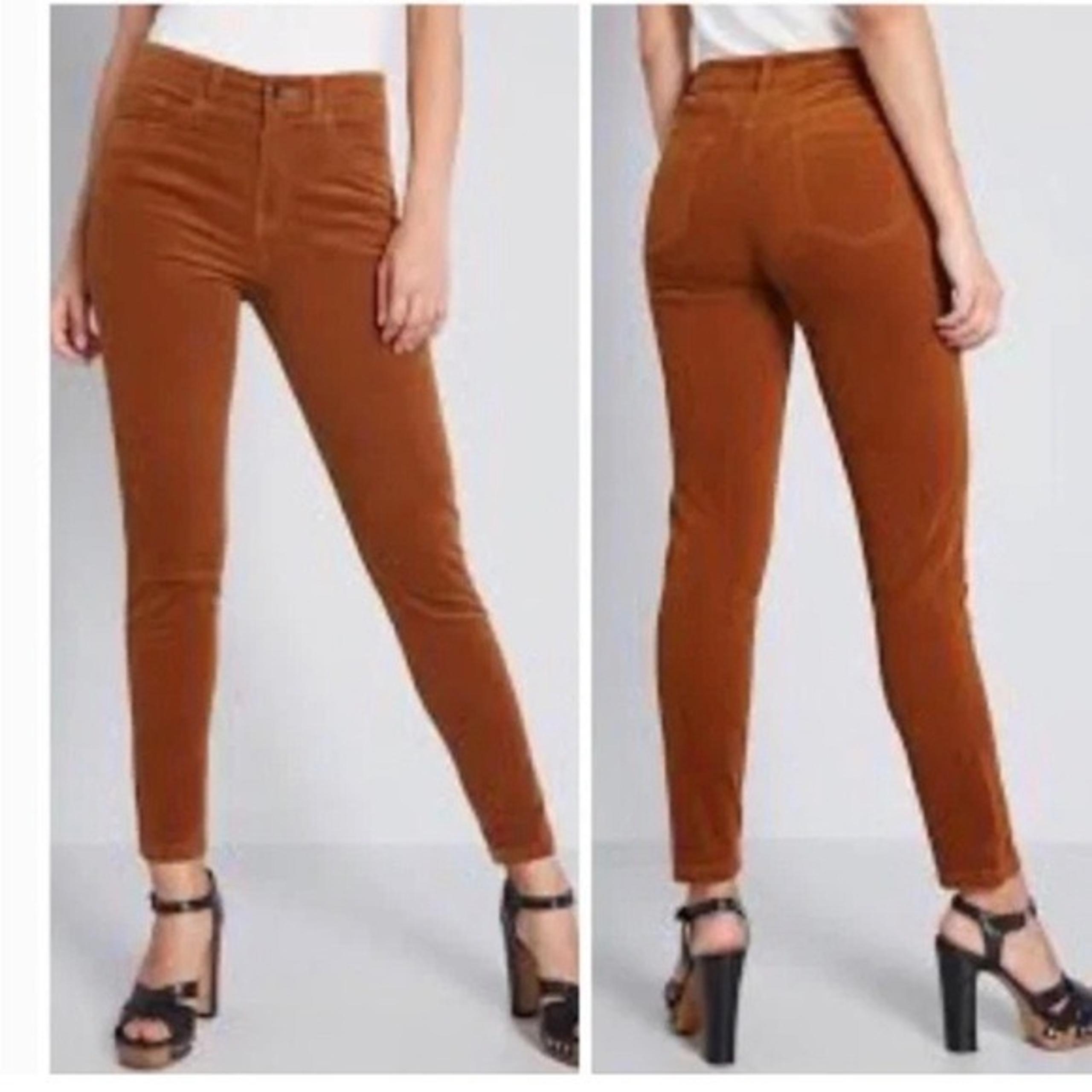 Modcloth Teaching Ease Mid-Rise Corduroy Skinny Pants Preppy Academia Brown 2