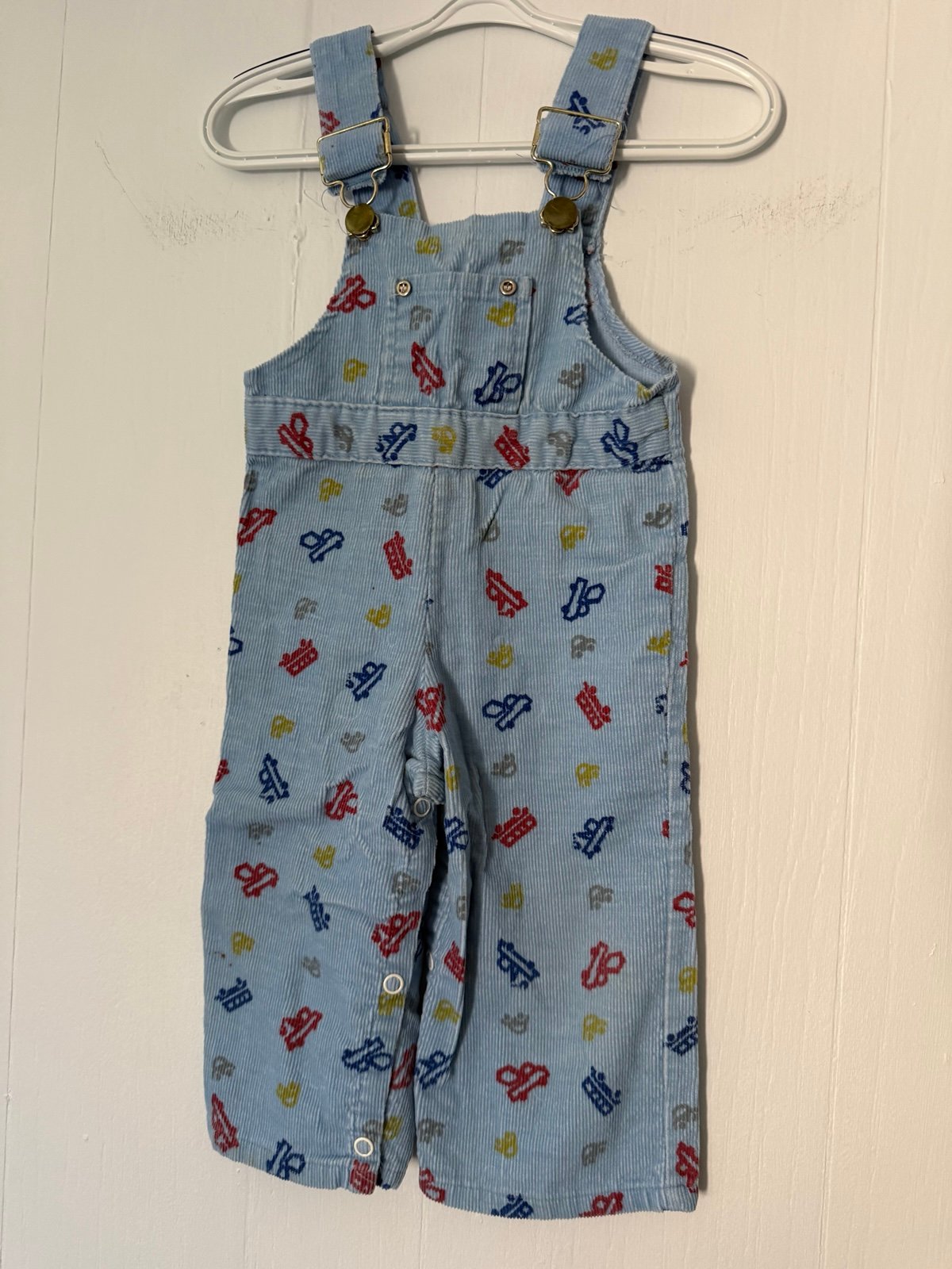 Vintage Stone Apperal 12m Baby Colorblock Overalls Corduroy Dump Truck Mixer Car
