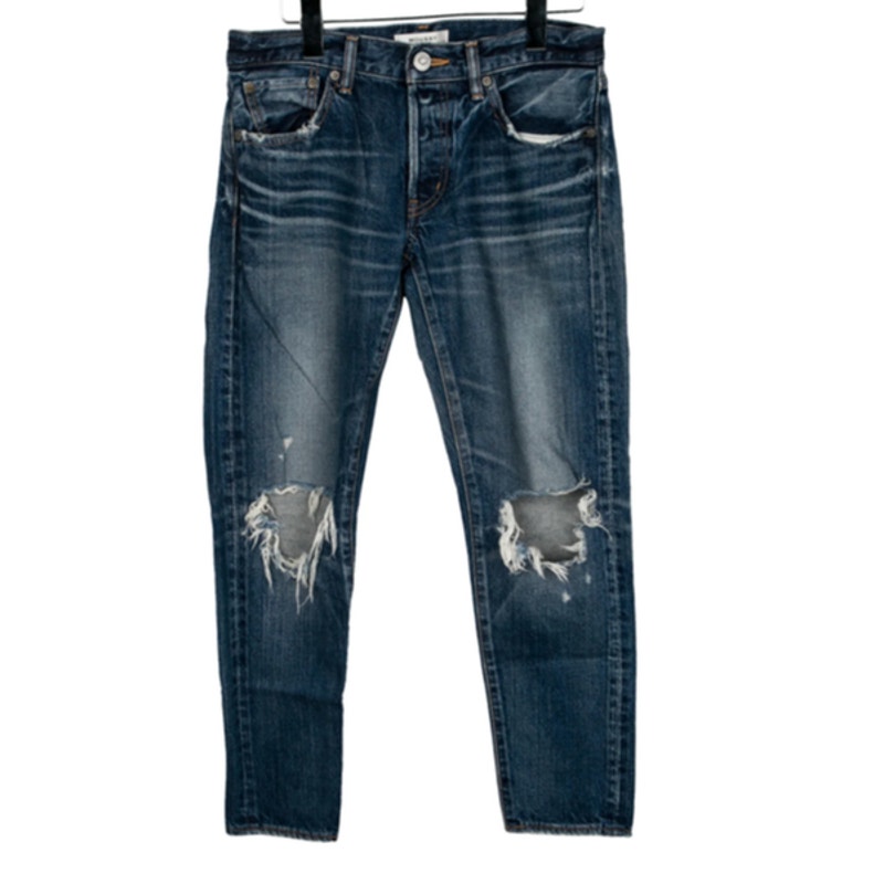 Moussy Vintage Mid-Rise Howa Distressed Jeans Blue Medium Wash Raw Hem
