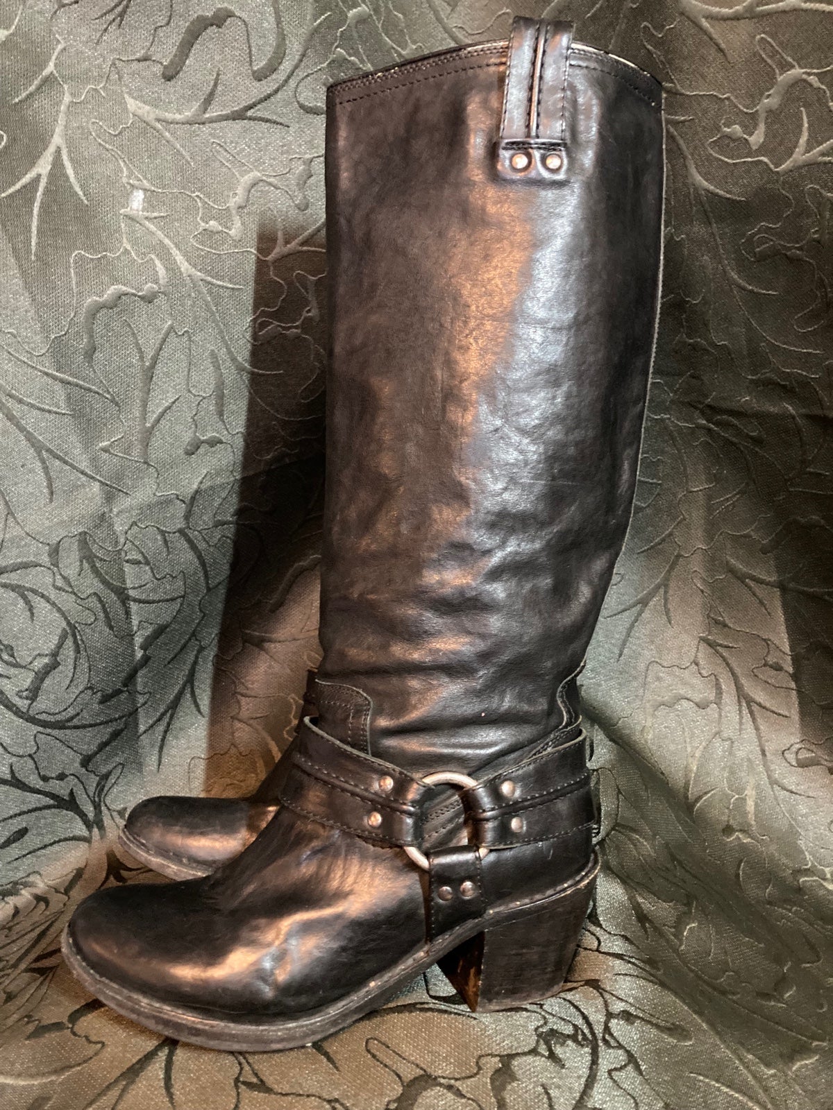 Frye Carmen harness boots tall top