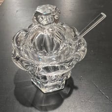 Baccarat Crystal Vintage Mustard Jam Caviar Condiment Jar Lid Spoon France