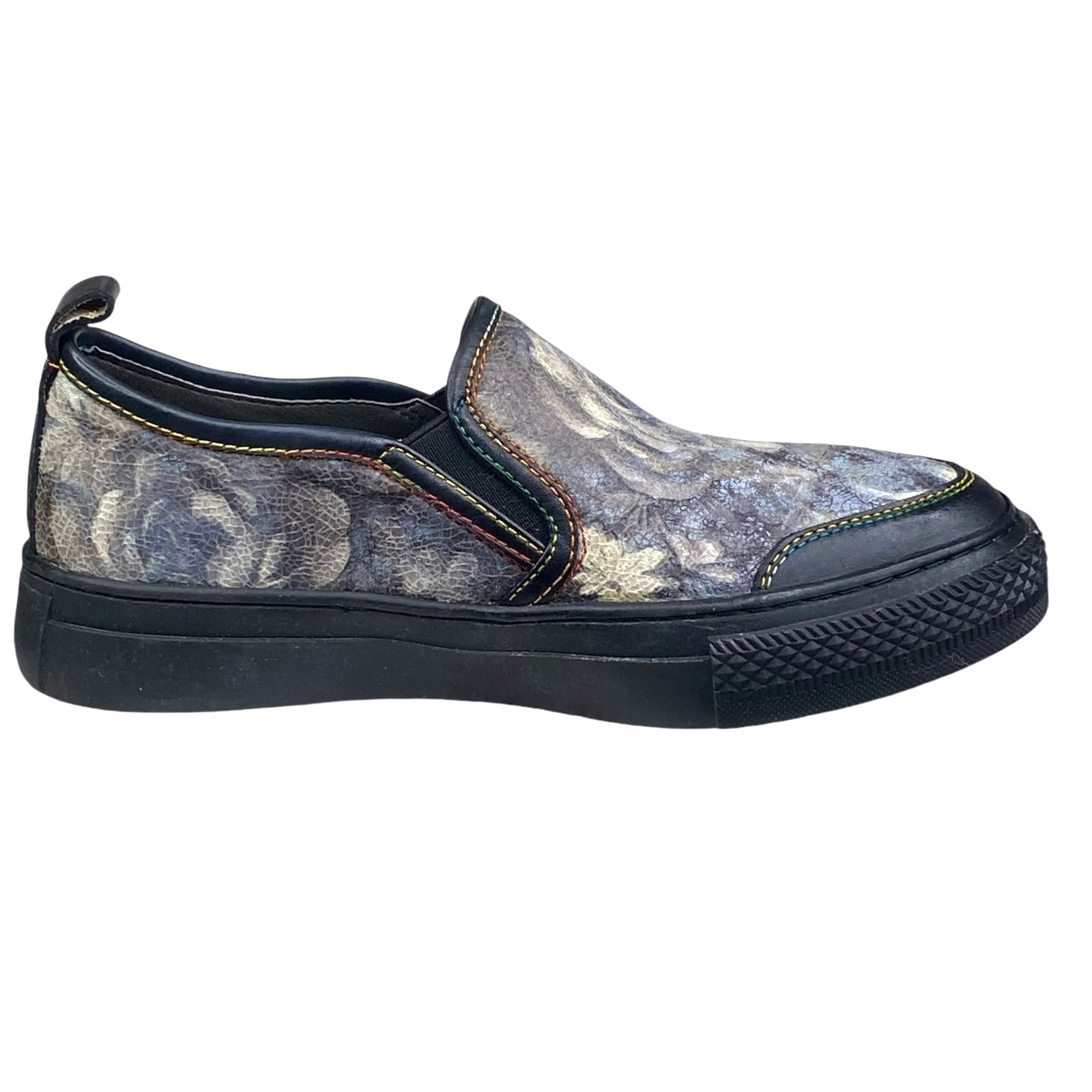 L’artiste X Spring Step Rosea Black Multicolor Slip On Sneaker Size 37 US 6.5